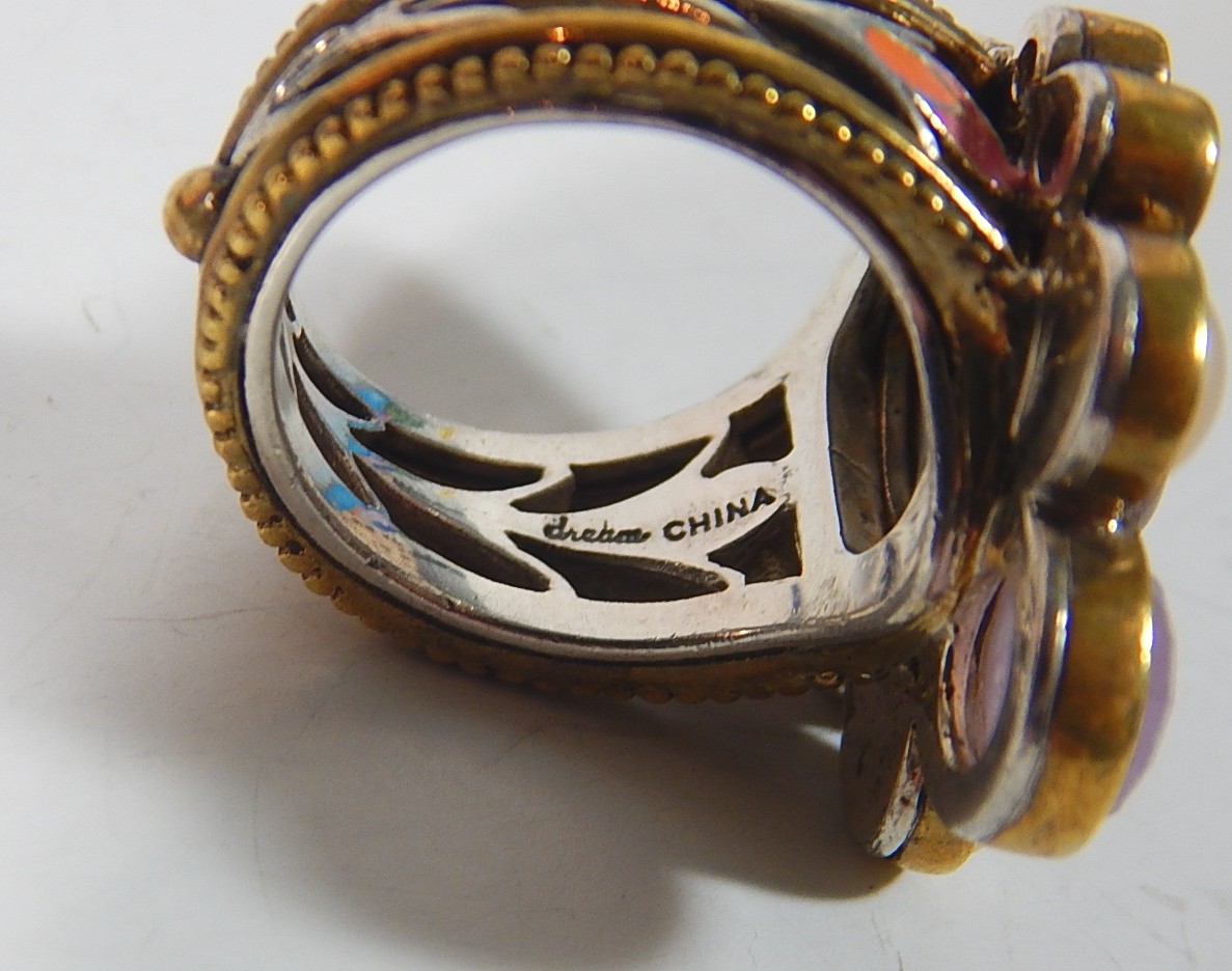 Sterling Silver and Bronze Lavender and Pearl "Bronze Dream" Ring