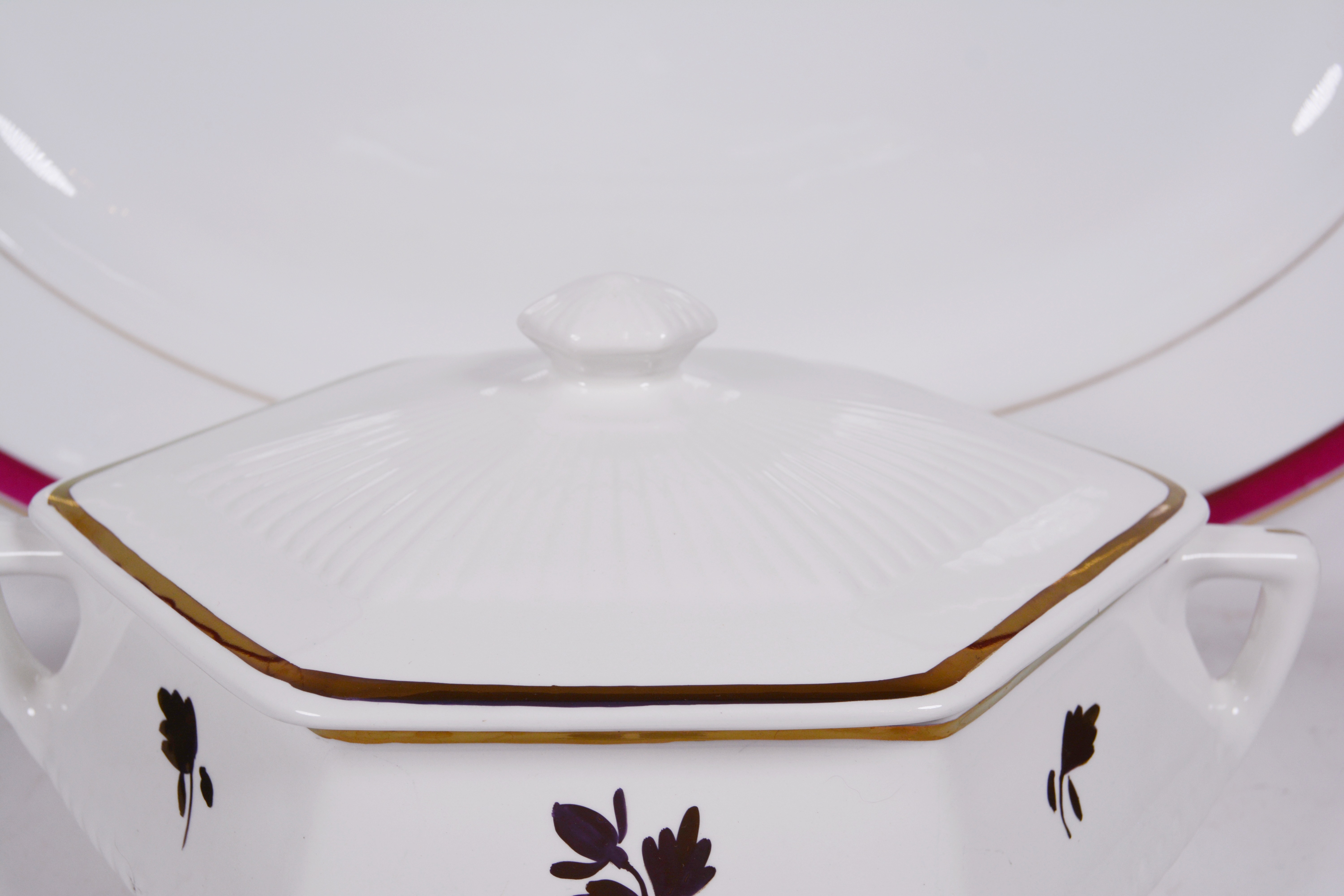 Adams "Tea Leaf Copper" Ironstone Vegetable Bowl and Other Ironstone Platter