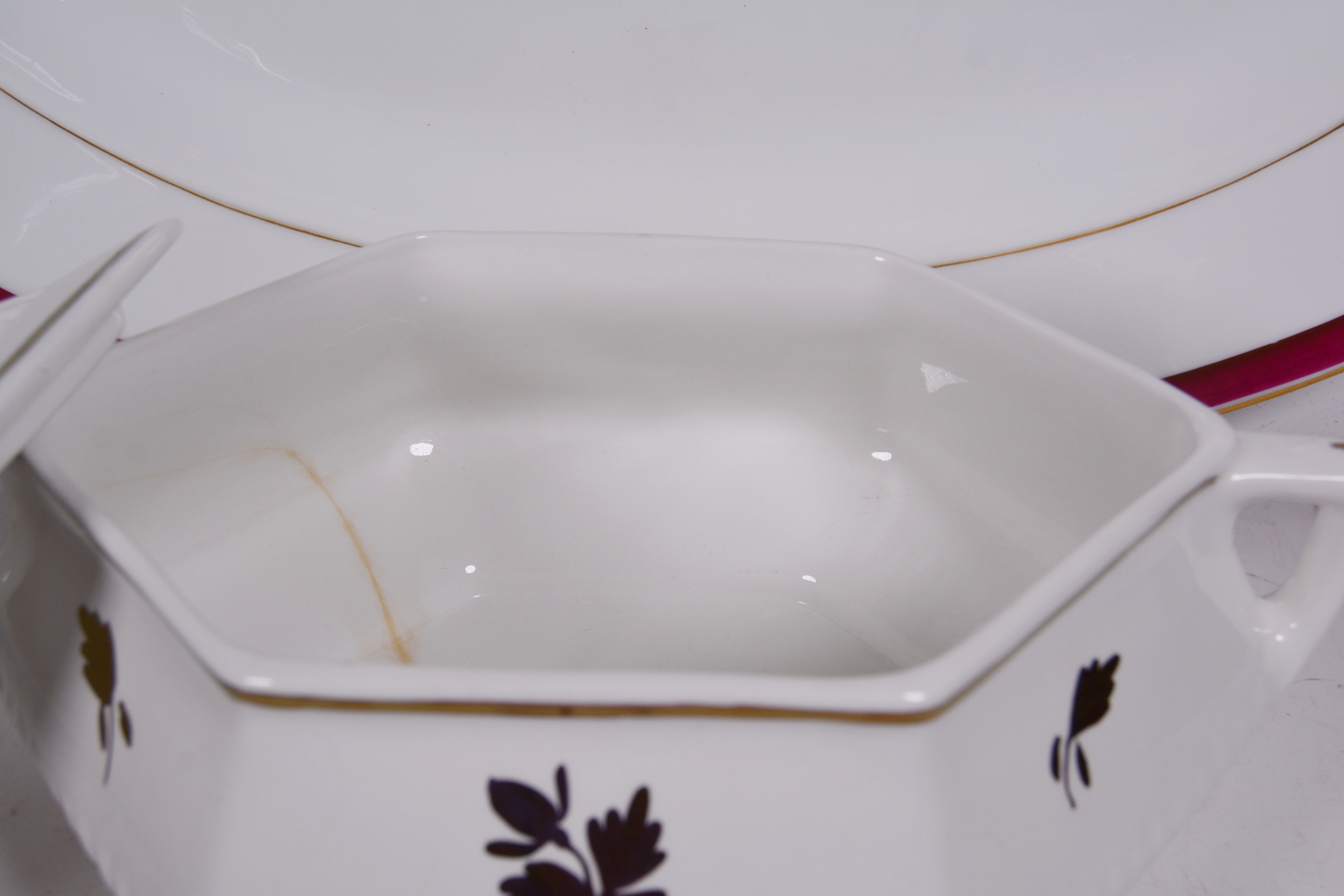 Adams "Tea Leaf Copper" Ironstone Vegetable Bowl and Other Ironstone Platter