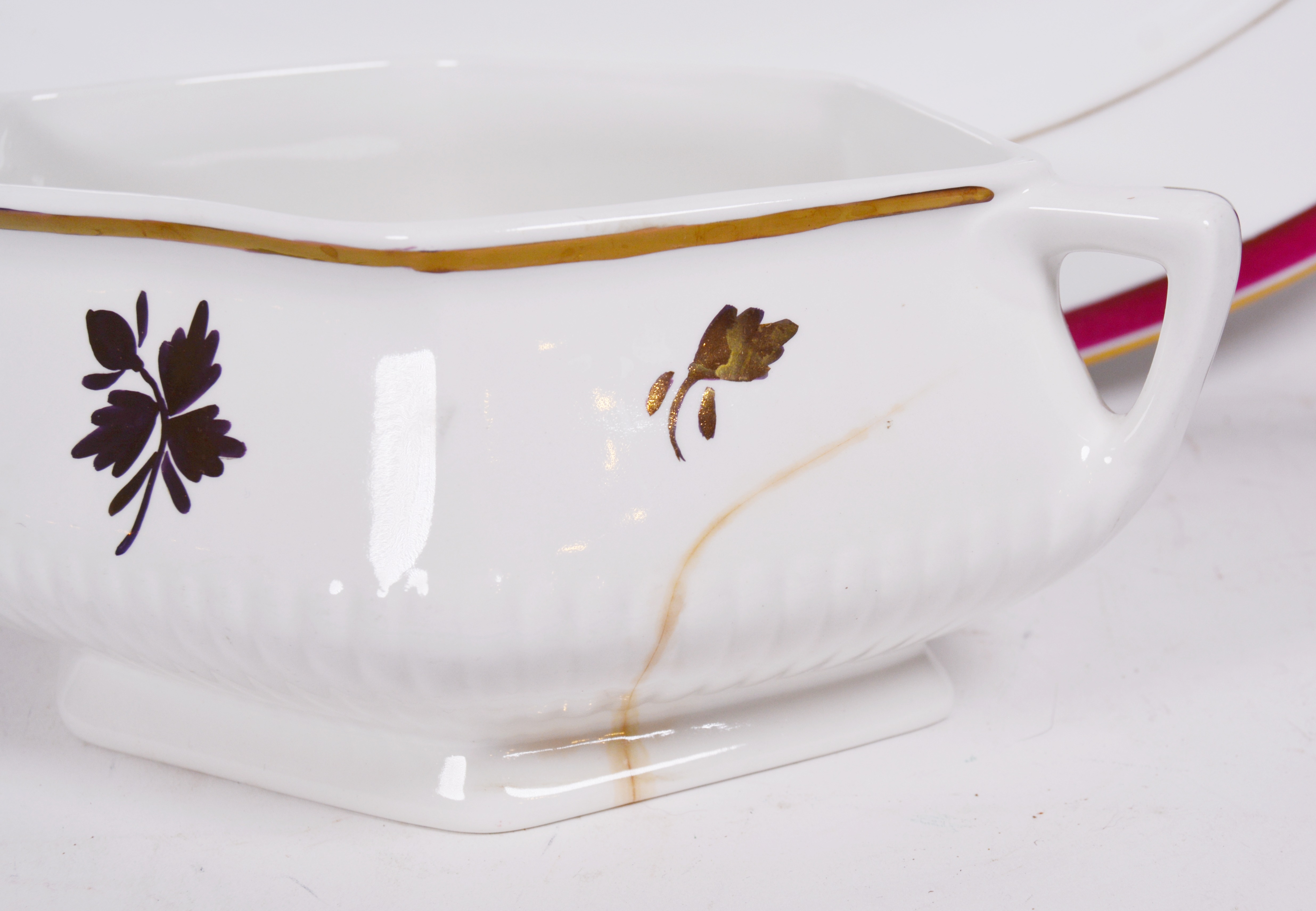 Adams "Tea Leaf Copper" Ironstone Vegetable Bowl and Other Ironstone Platter