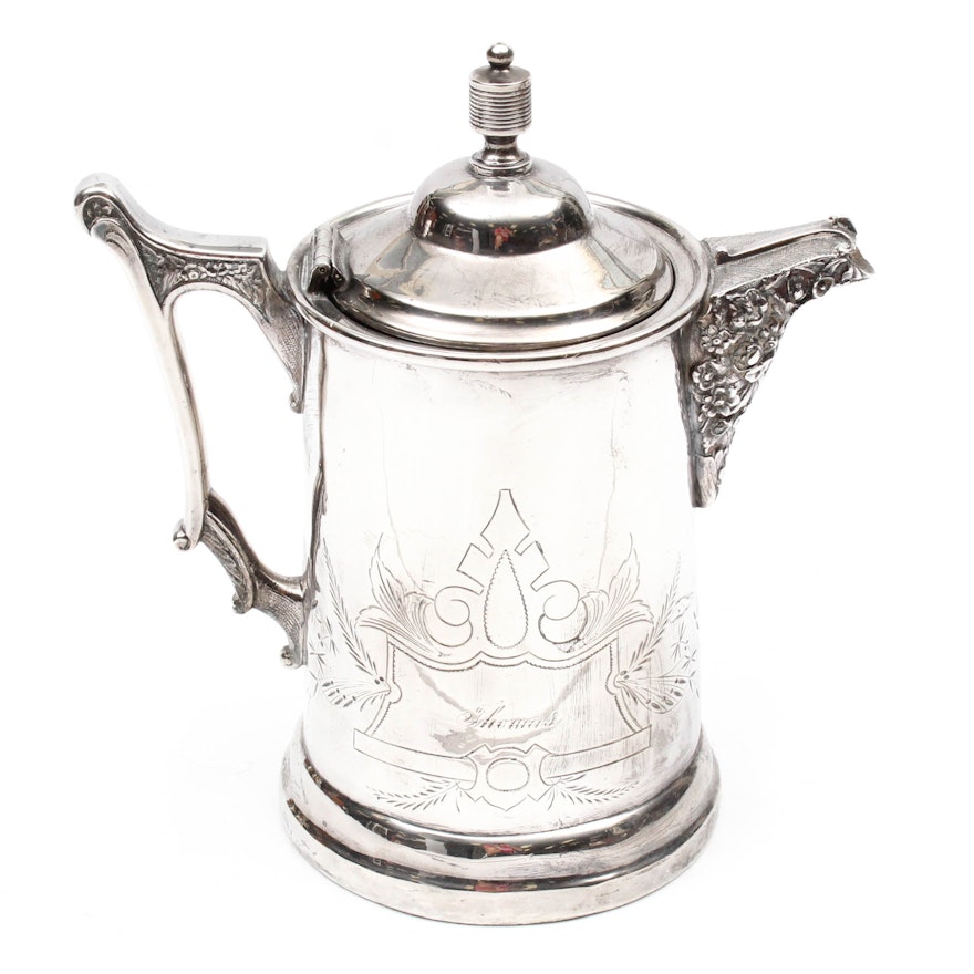 Vintage Silver Plate Lidded Pitcher