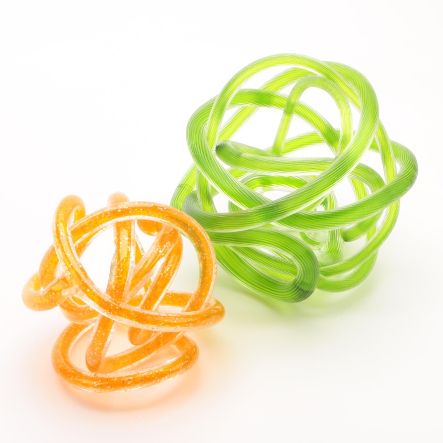 Contemporary Tangled Knot Art Glass Sculptures