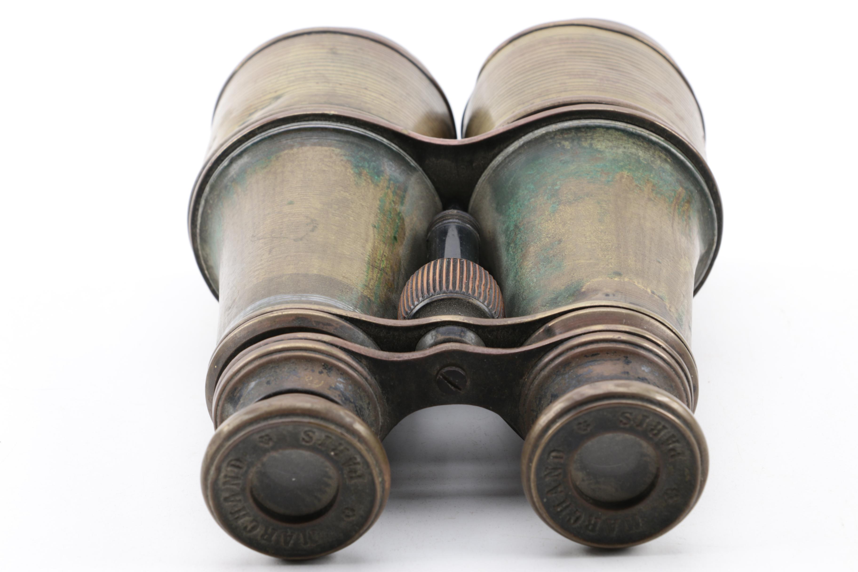 Brass Binoculars, Wooden Cricket Paddle, Level and Parallel Rulers