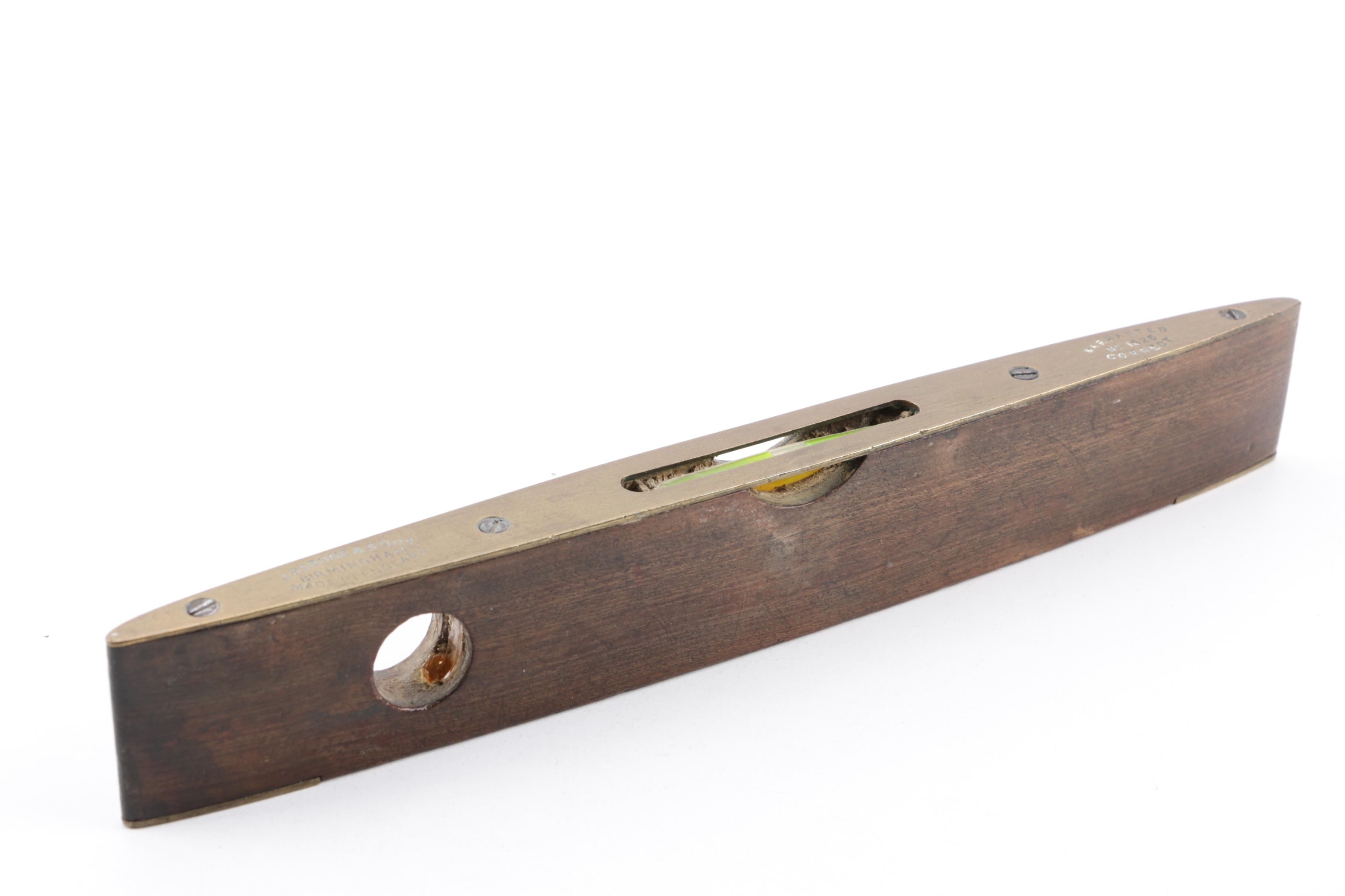 Brass Binoculars, Wooden Cricket Paddle, Level and Parallel Rulers