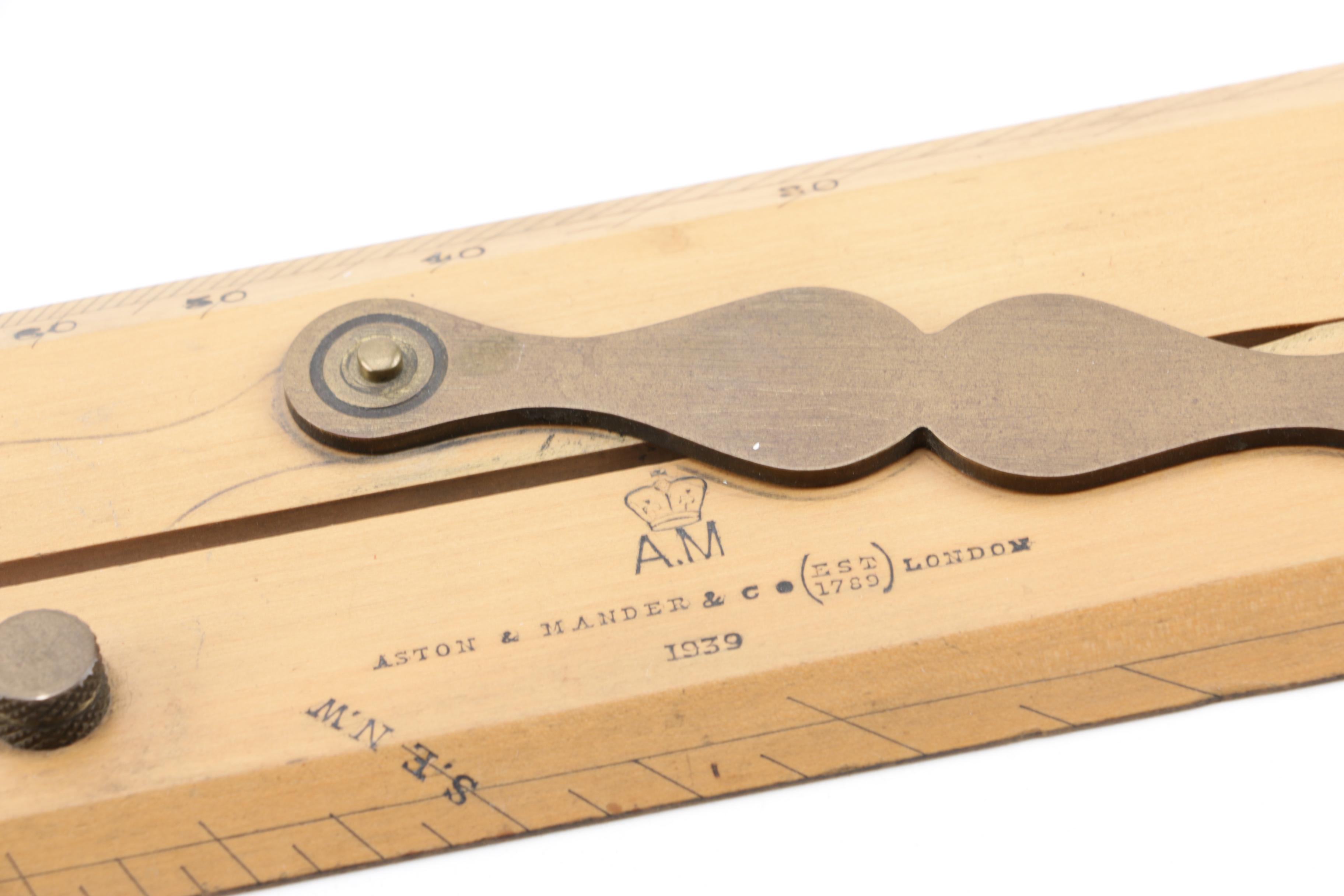 Brass Binoculars, Wooden Cricket Paddle, Level and Parallel Rulers