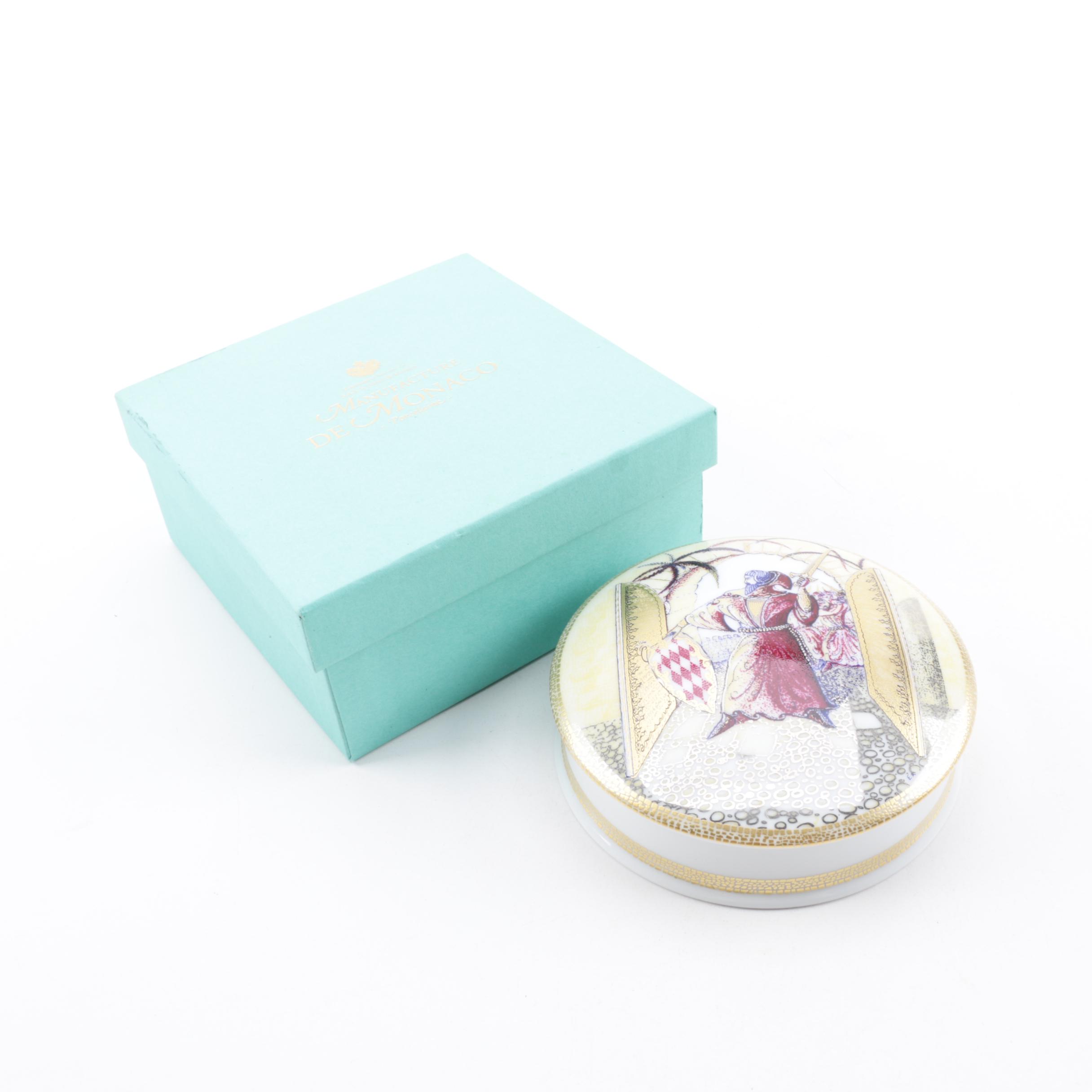 De Monaco Limited Edition "Grimaldi" Porcelain Trinket Box by Erich Rozenwicz