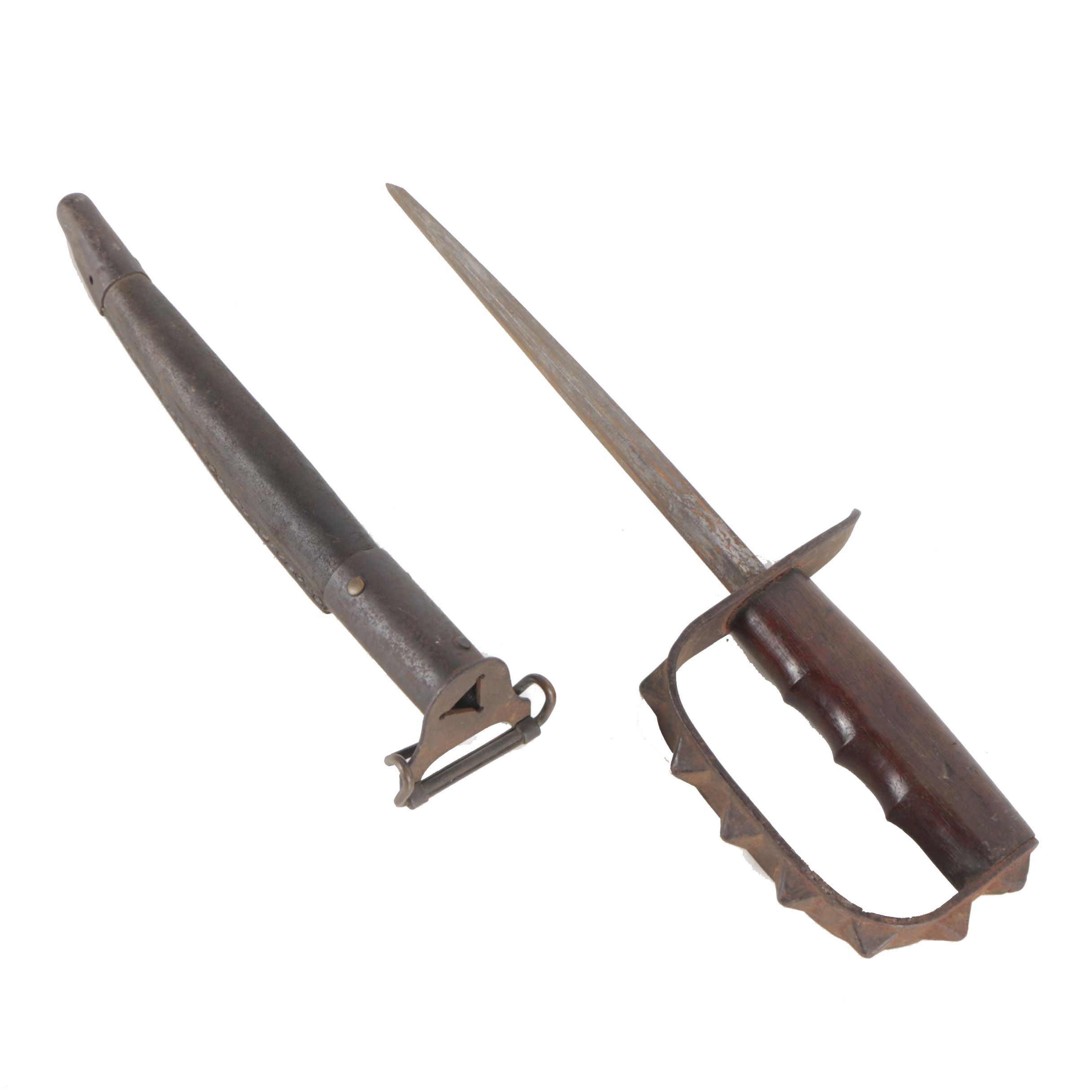 WWI Era U.S. L.F. & C. M1917 Triangular Blade Trench Knife and Scabbard