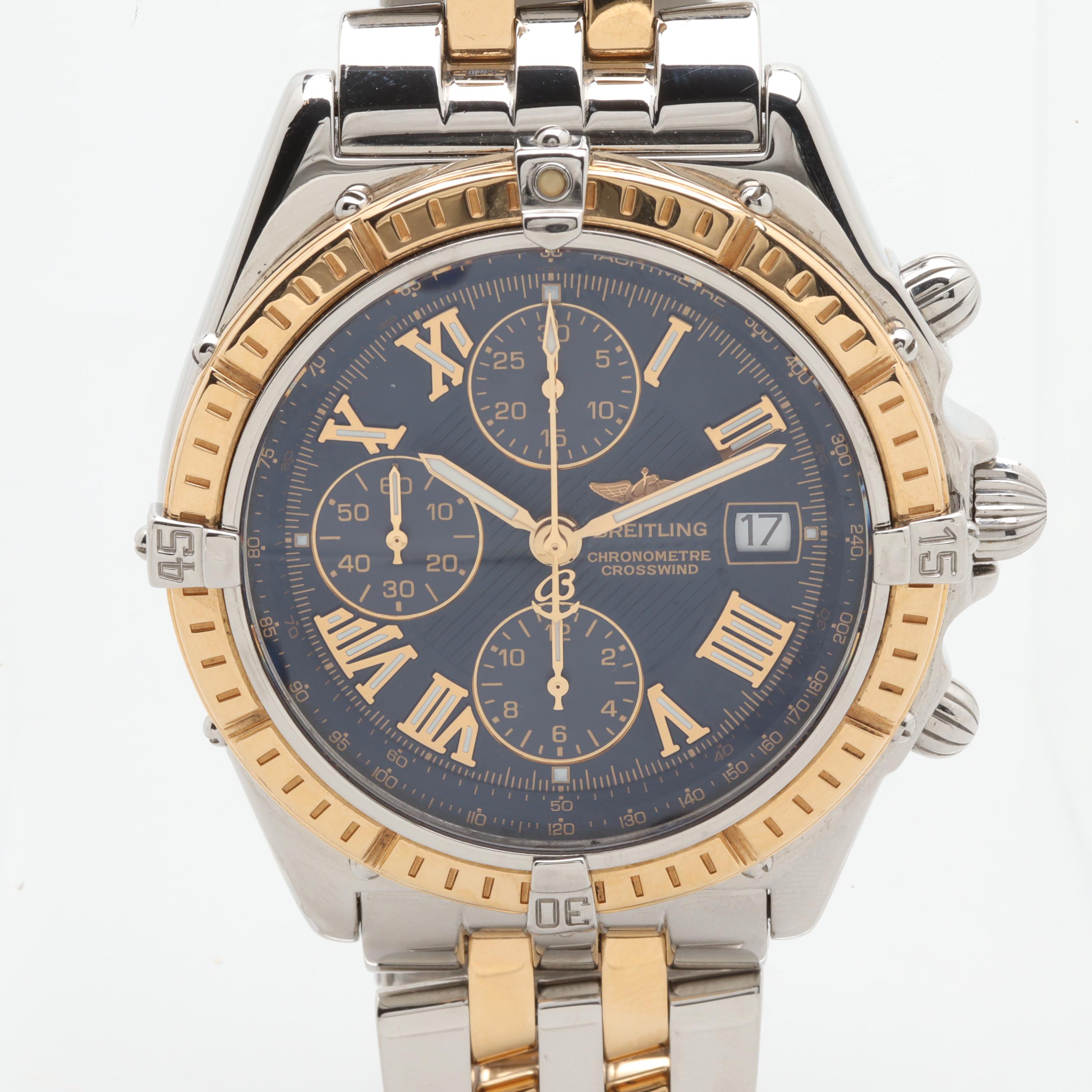 Breitling Crosswind Stainless Steel and 18K Yellow Gold Chronograph Watch