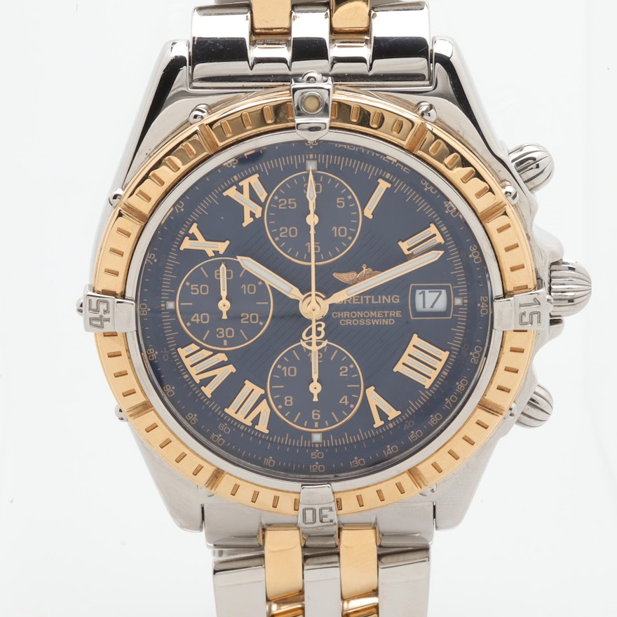 Breitling Crosswind Stainless Steel and 18K Yellow Gold Chronograph Wristwatch