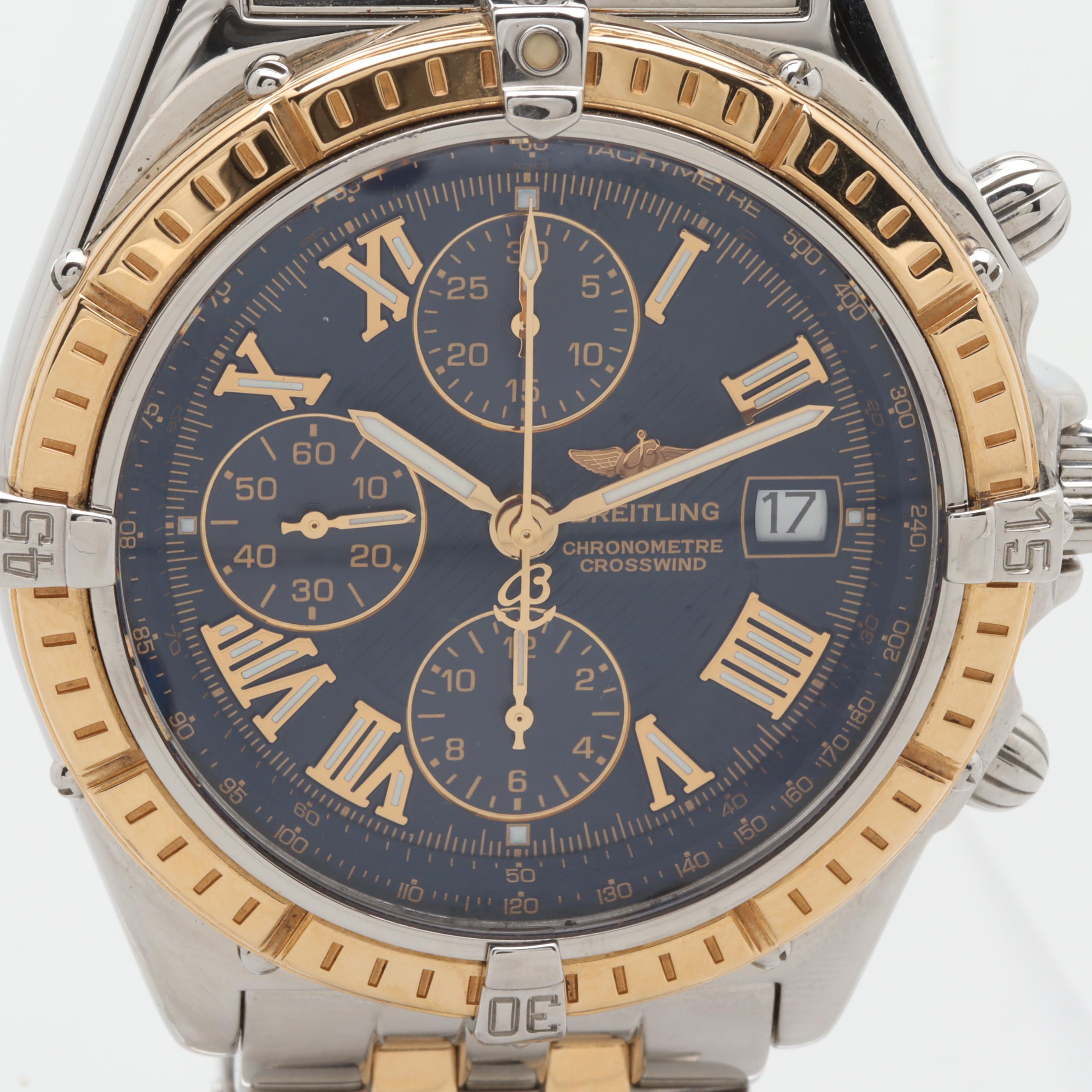 Breitling Crosswind Stainless Steel and 18K Yellow Gold Chronograph Watch
