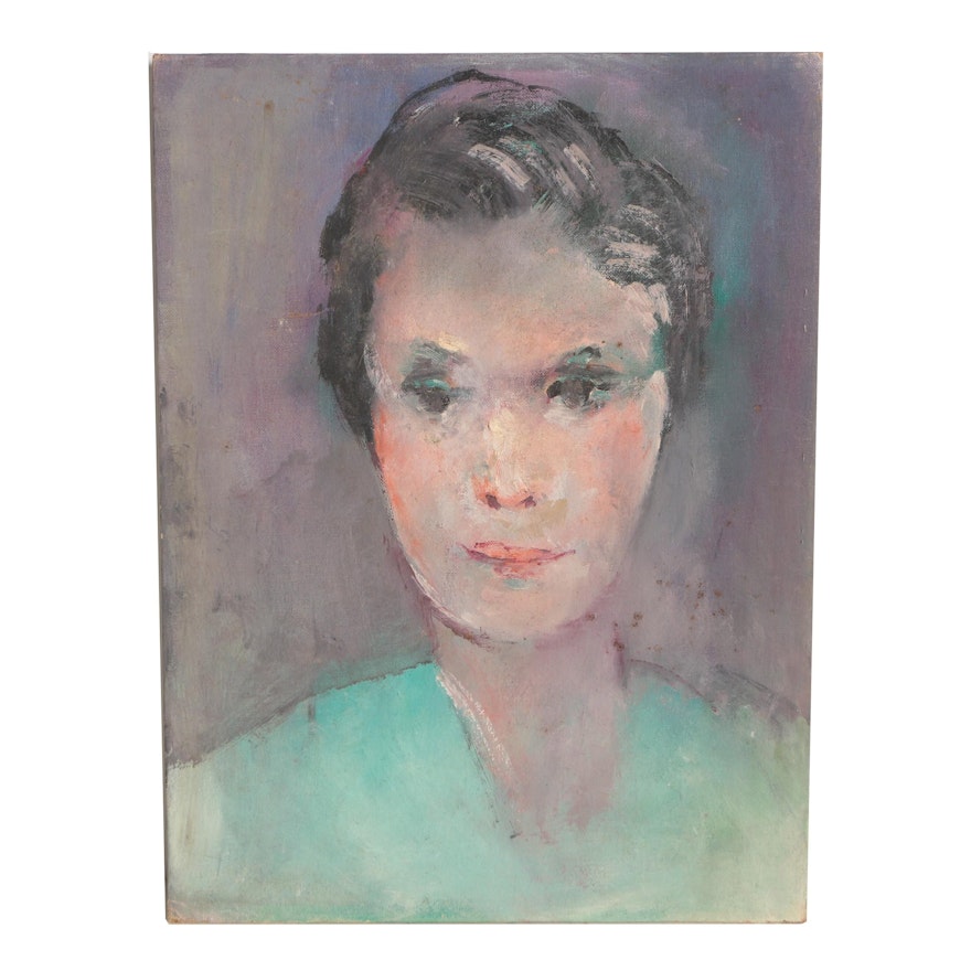 Mid 20th Century Portrait Oil Painting