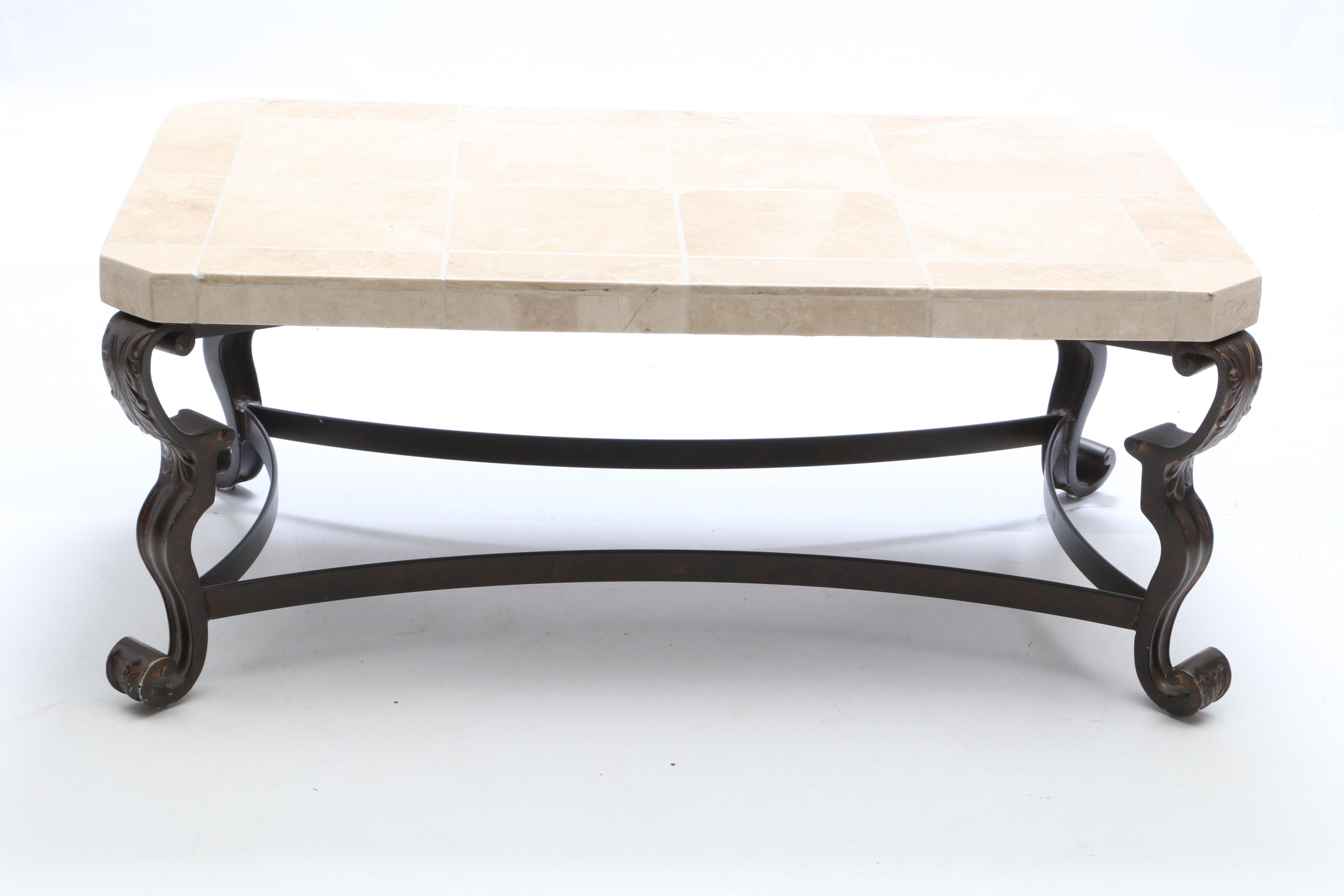 Contemporary Tile Top Metal Coffee Table
