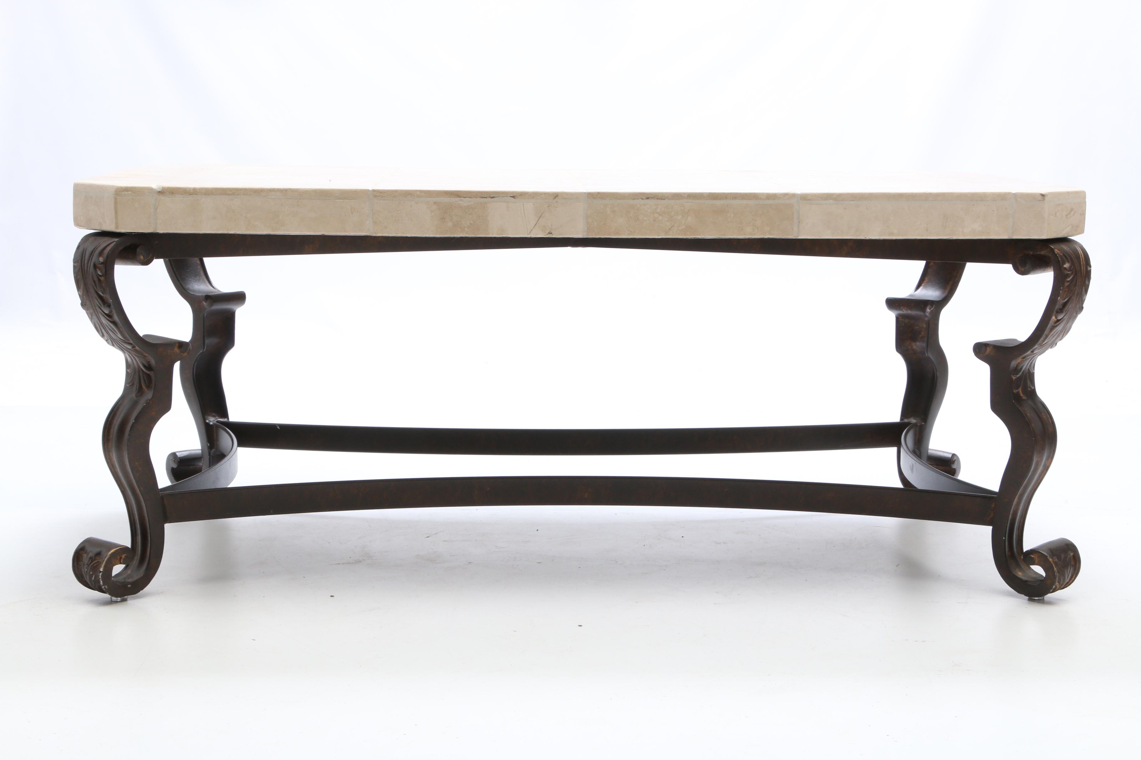Contemporary Tile Top Metal Coffee Table