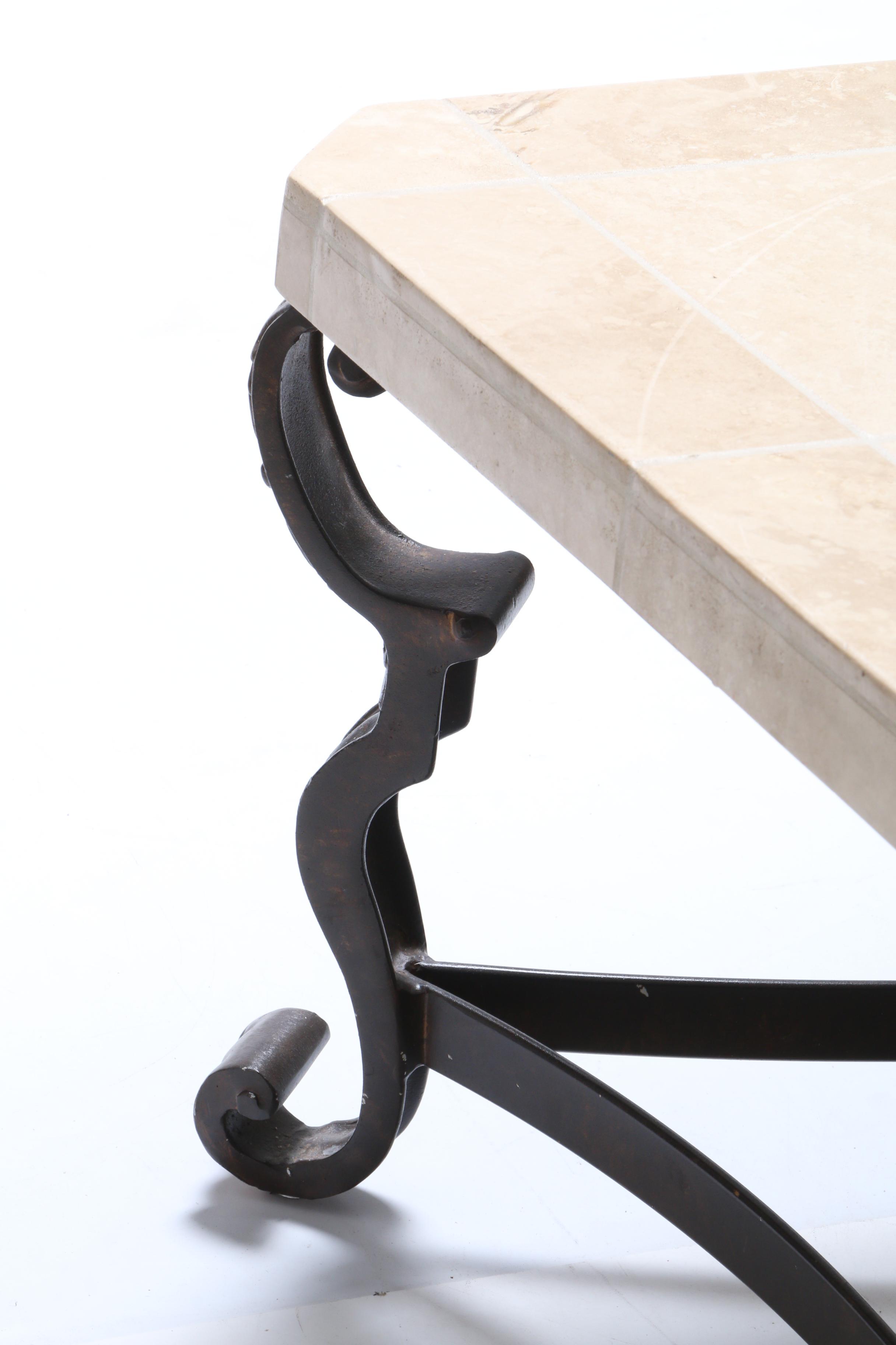 Contemporary Tile Top Metal Coffee Table