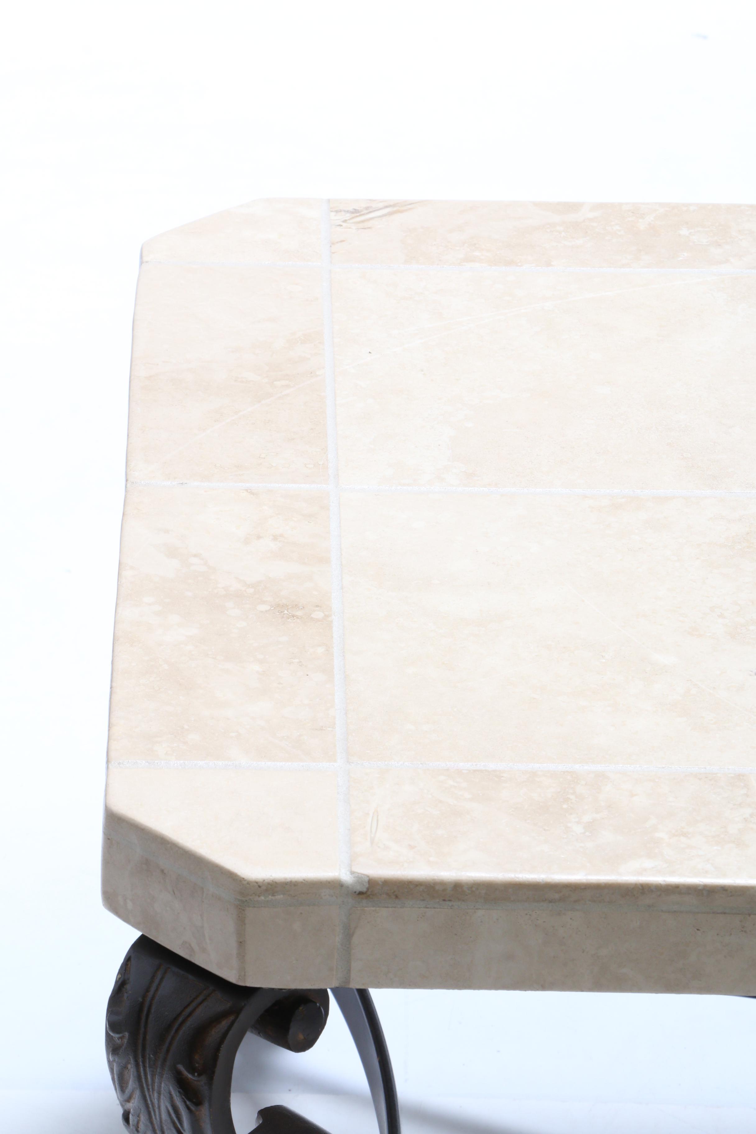 Contemporary Tile Top Metal Coffee Table