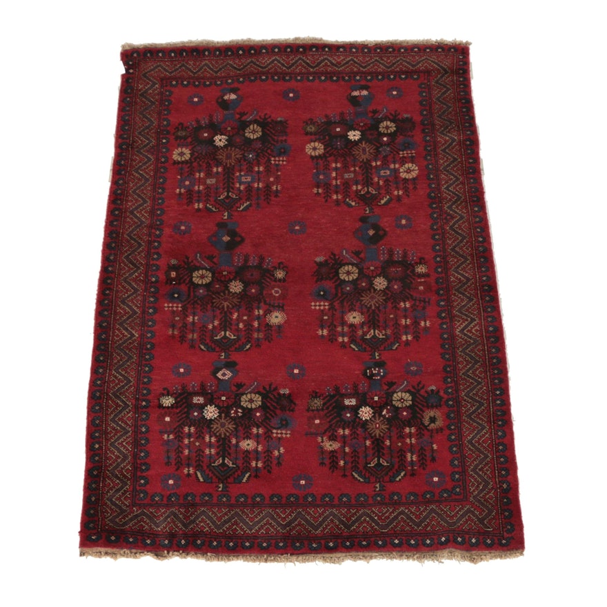 Hand-Knotted Afghani Turkmen Wool Area Rug