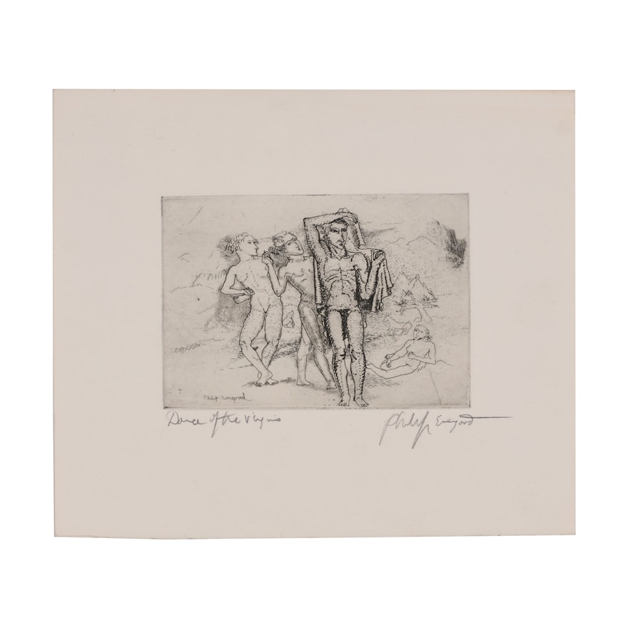 Philip Evergood Etching "Dance of the Virgins"