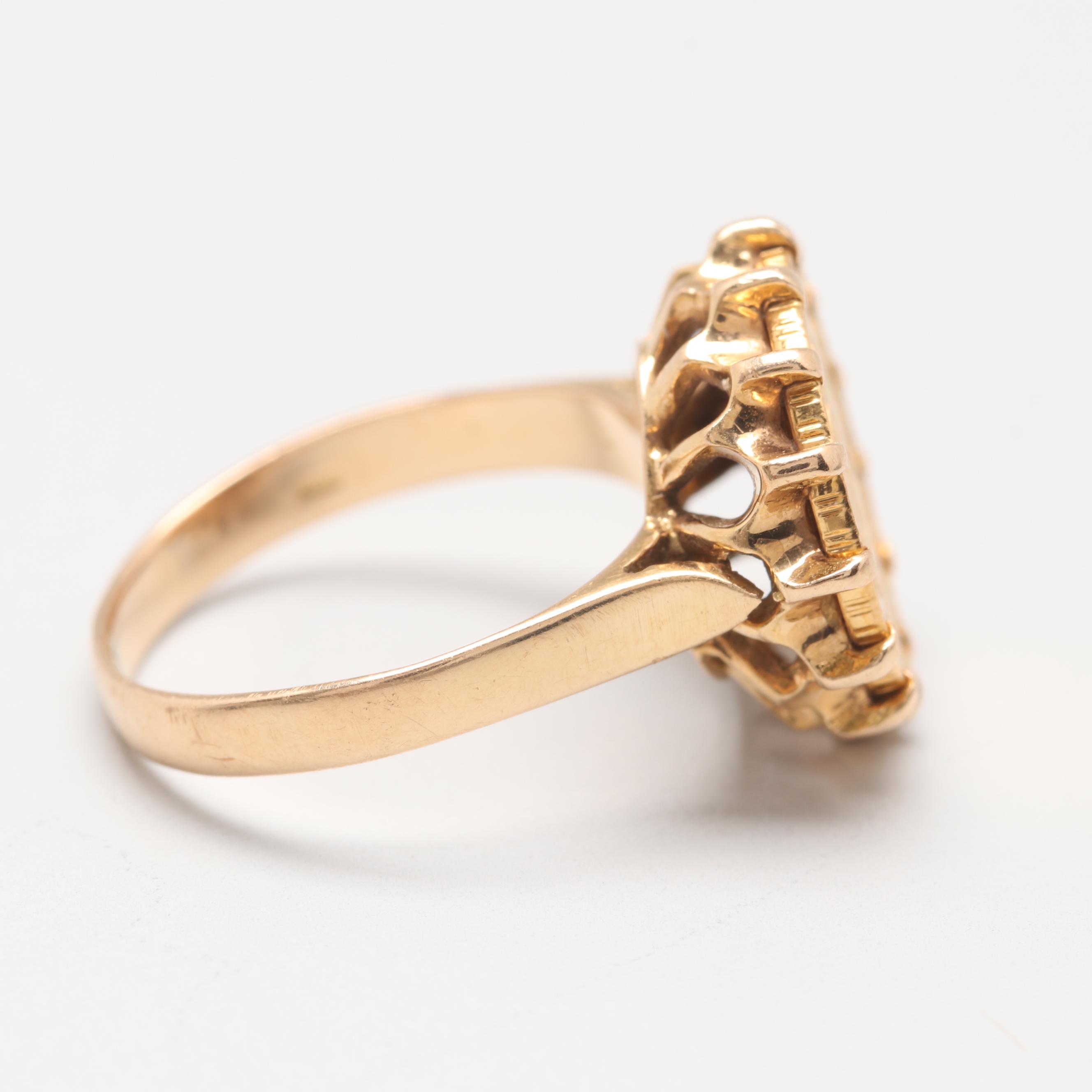 18K and 22K Yellow Gold Ring with 1946 Mexican Dos Pesos Coin