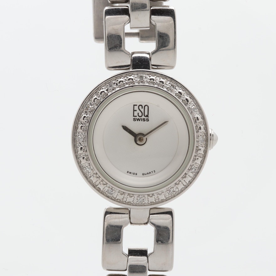ESQ by Movado Stainless Steel Diamond Wristwatch