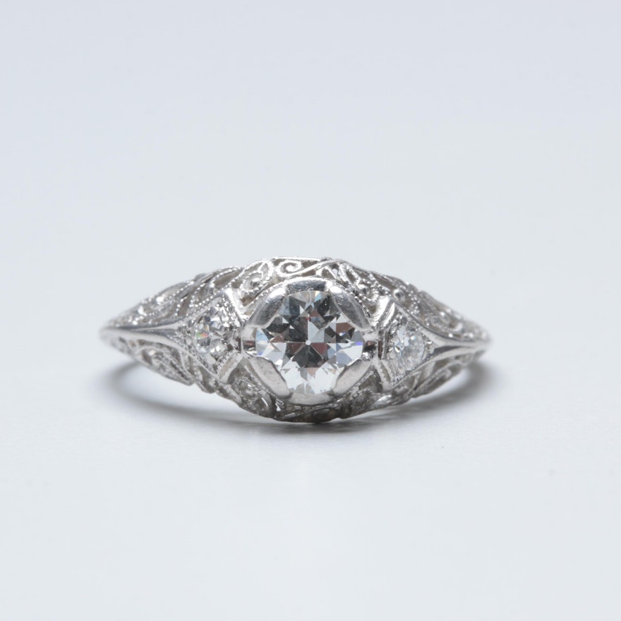 Platinum Diamond Filigree Ring