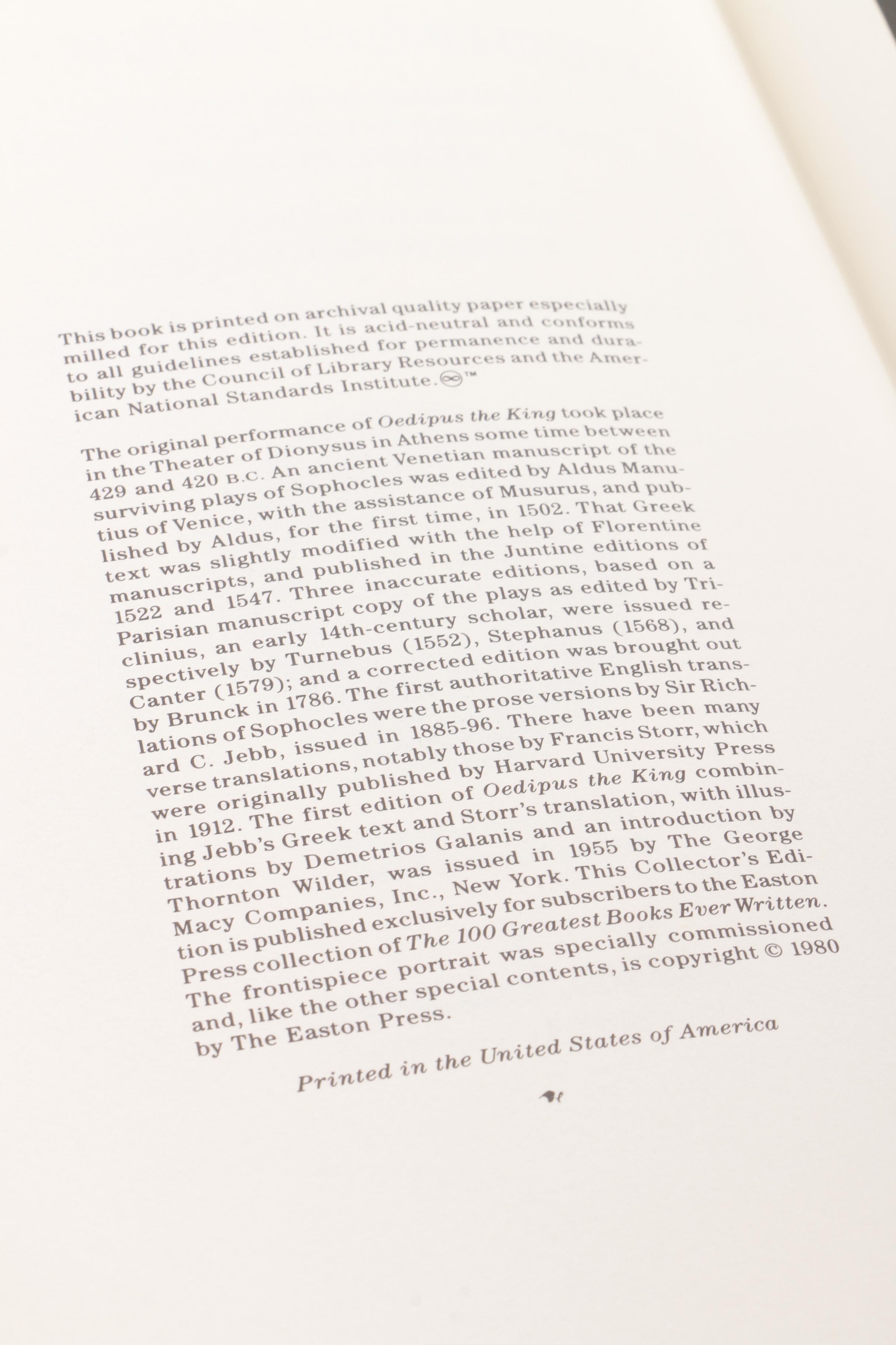 Easton Press Editions of Dramas and Fiction including Sophocles and Molière