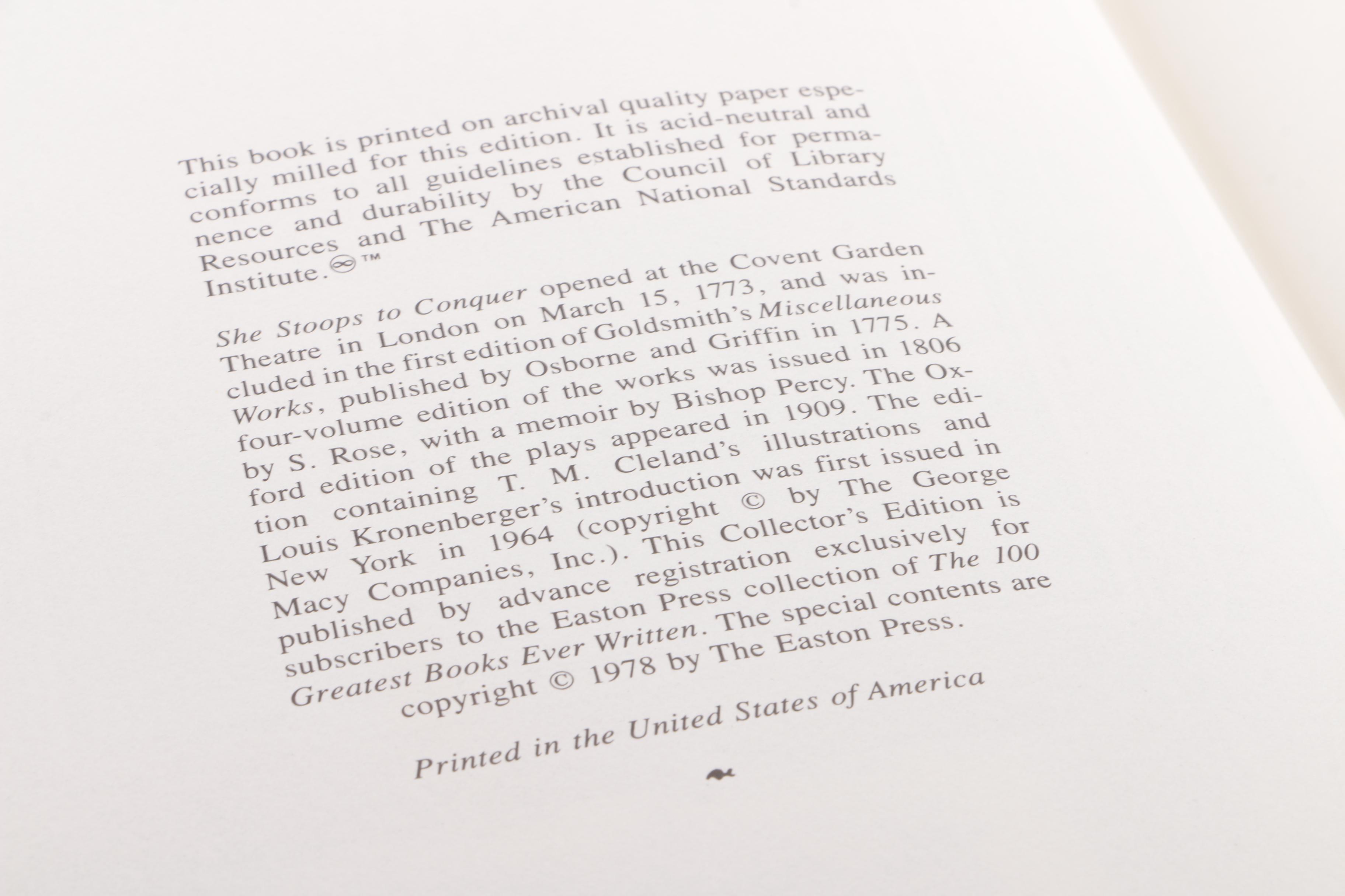 Easton Press Editions of Dramas and Fiction including Sophocles and Molière