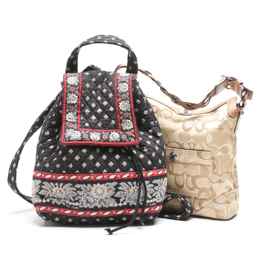 Coach Chelsea Signature Optic Hobo Bag and Vera Bradley Mimi Quilted Backpack