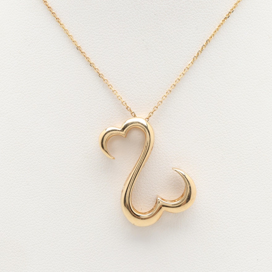 Jane Seymore 14K Yellow Gold Open Heart Necklace