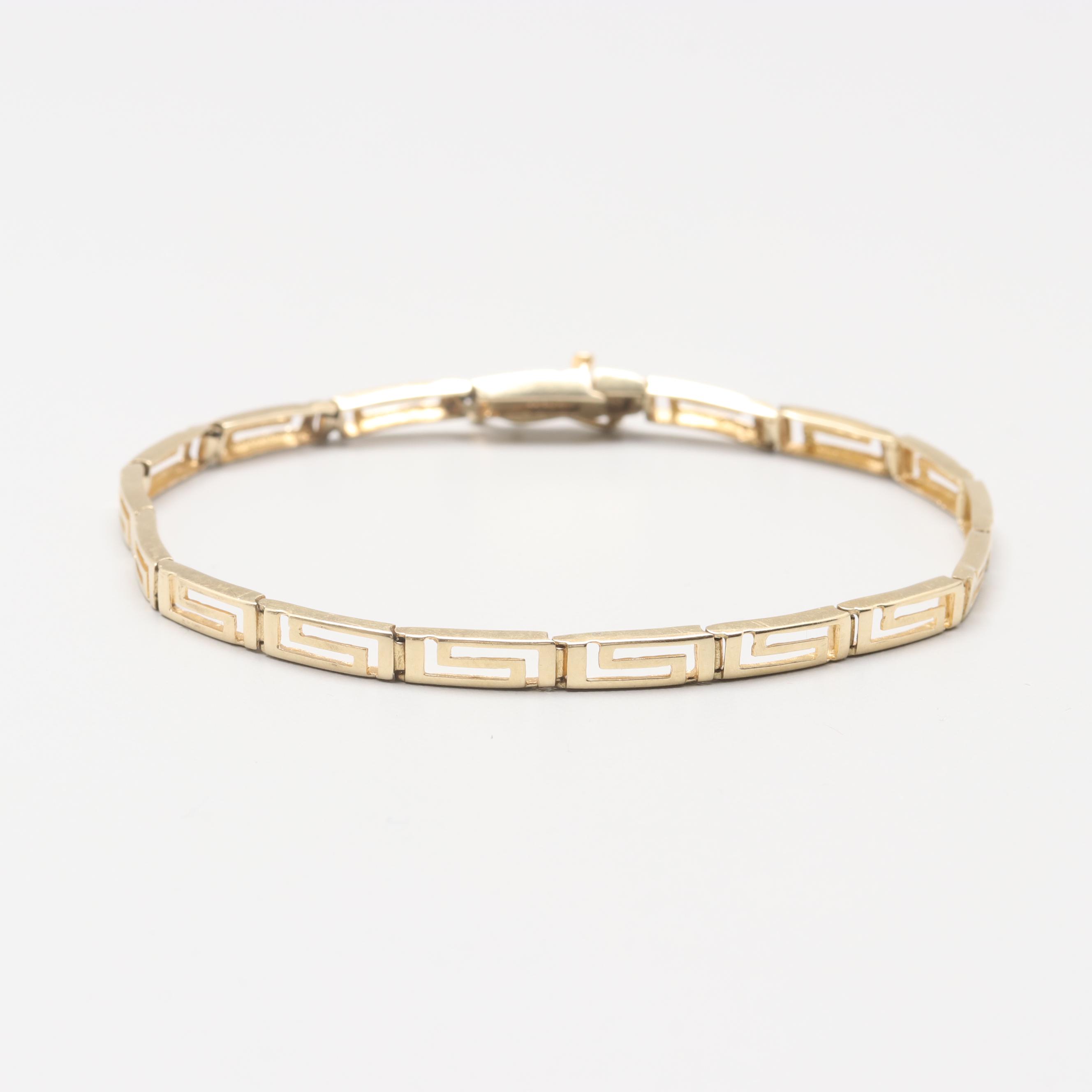 14K Yellow Gold Greek Key Bracelet