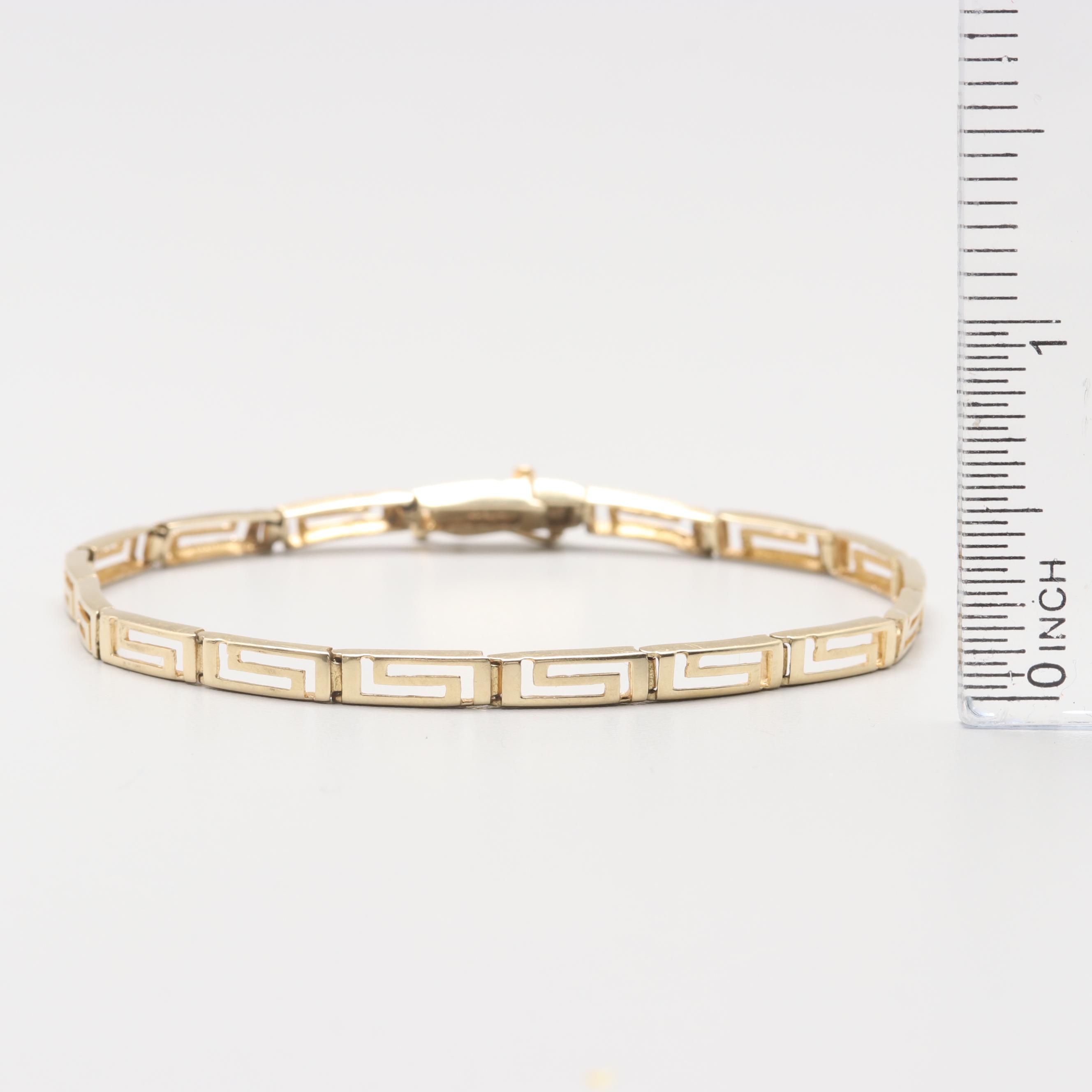 14K Yellow Gold Greek Key Bracelet