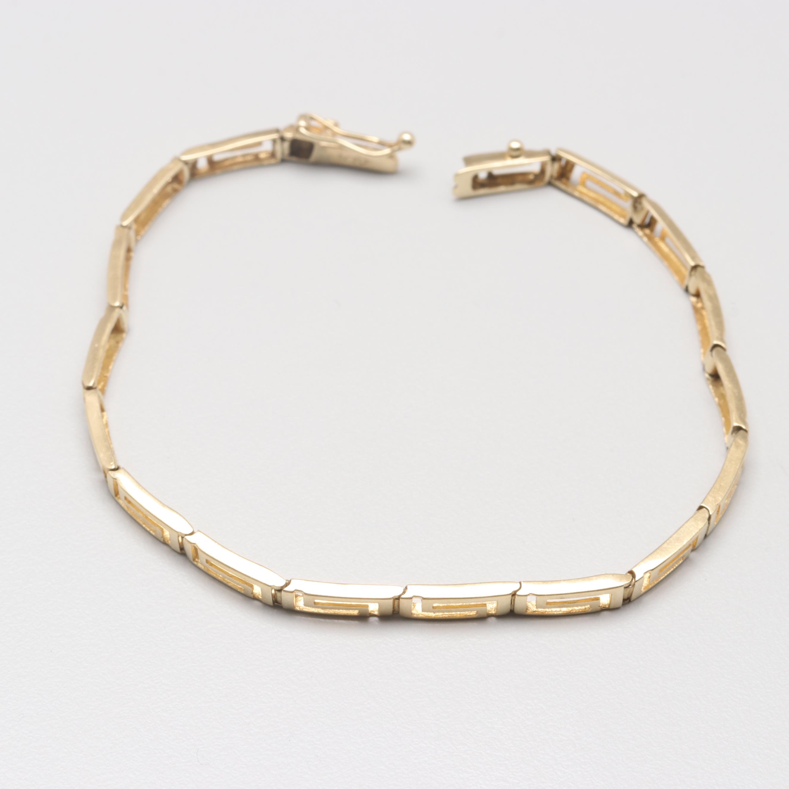 14K Yellow Gold Greek Key Bracelet