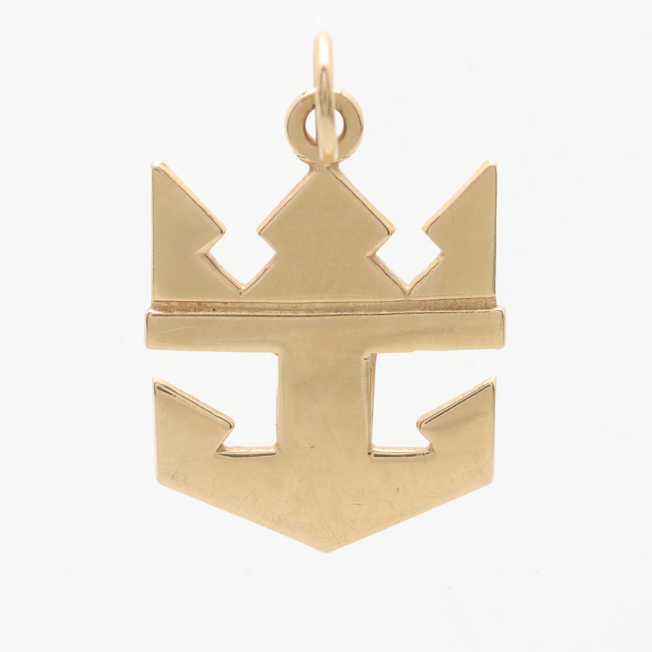 14K Yellow Gold Royal Caribbean Cruise Line Logo Pendant