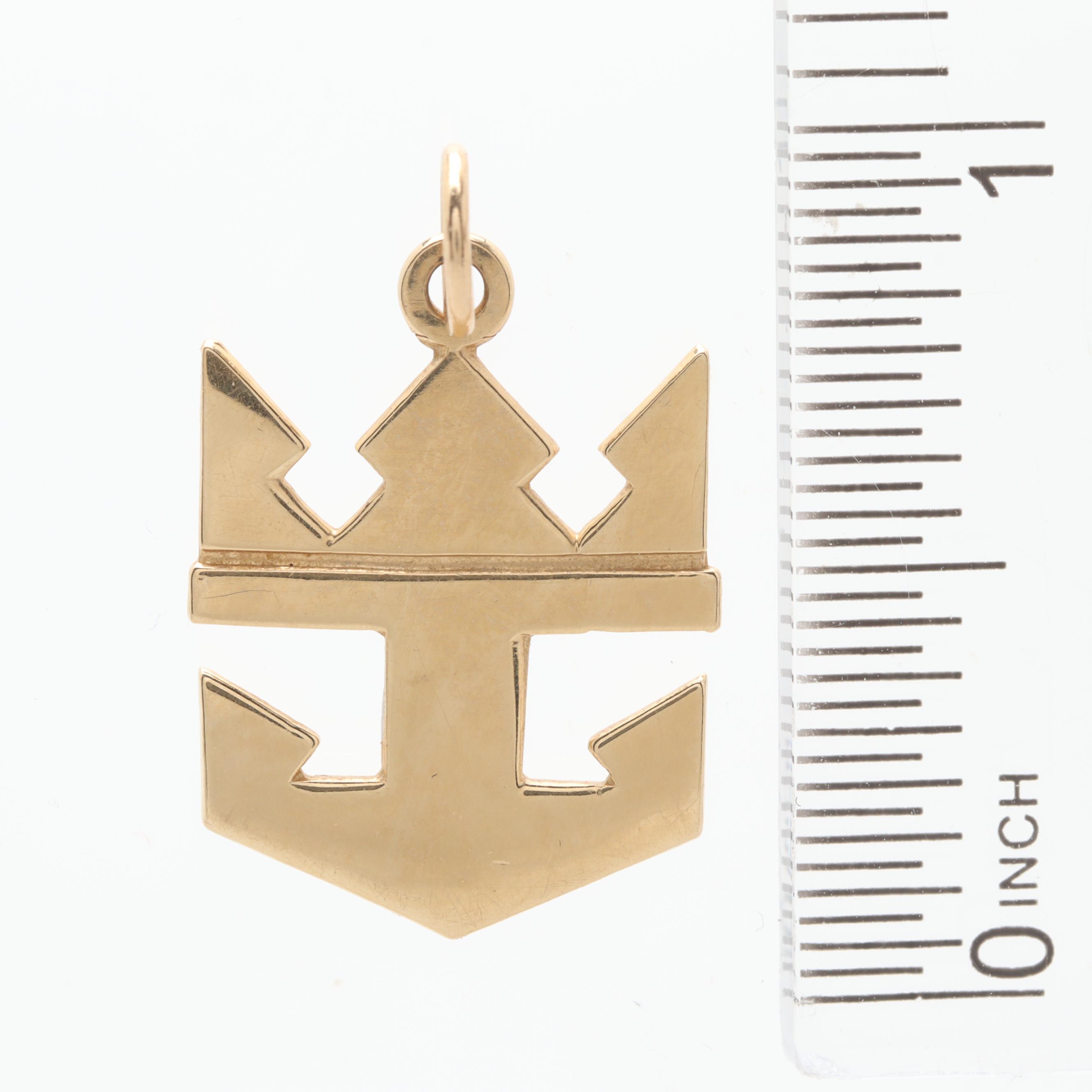 14K Yellow Gold Royal Caribbean Cruise Line Logo Pendant