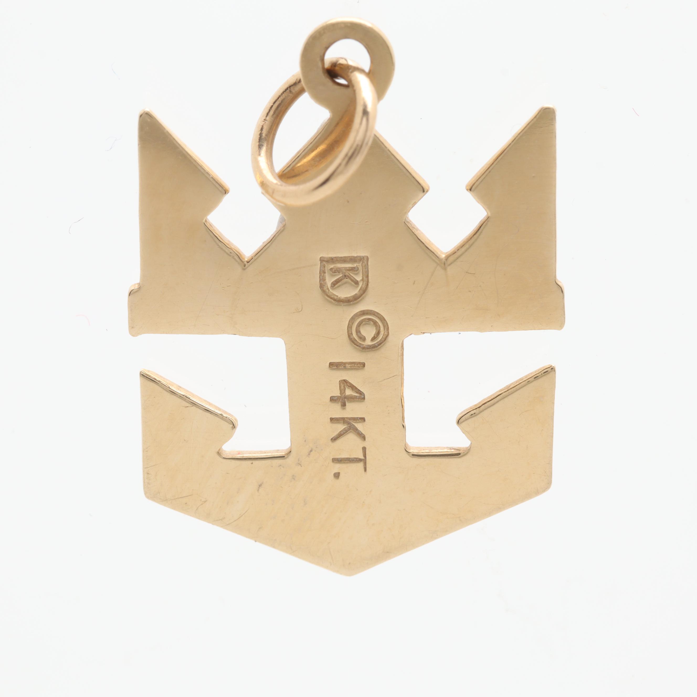 14K Yellow Gold Royal Caribbean Cruise Line Logo Pendant