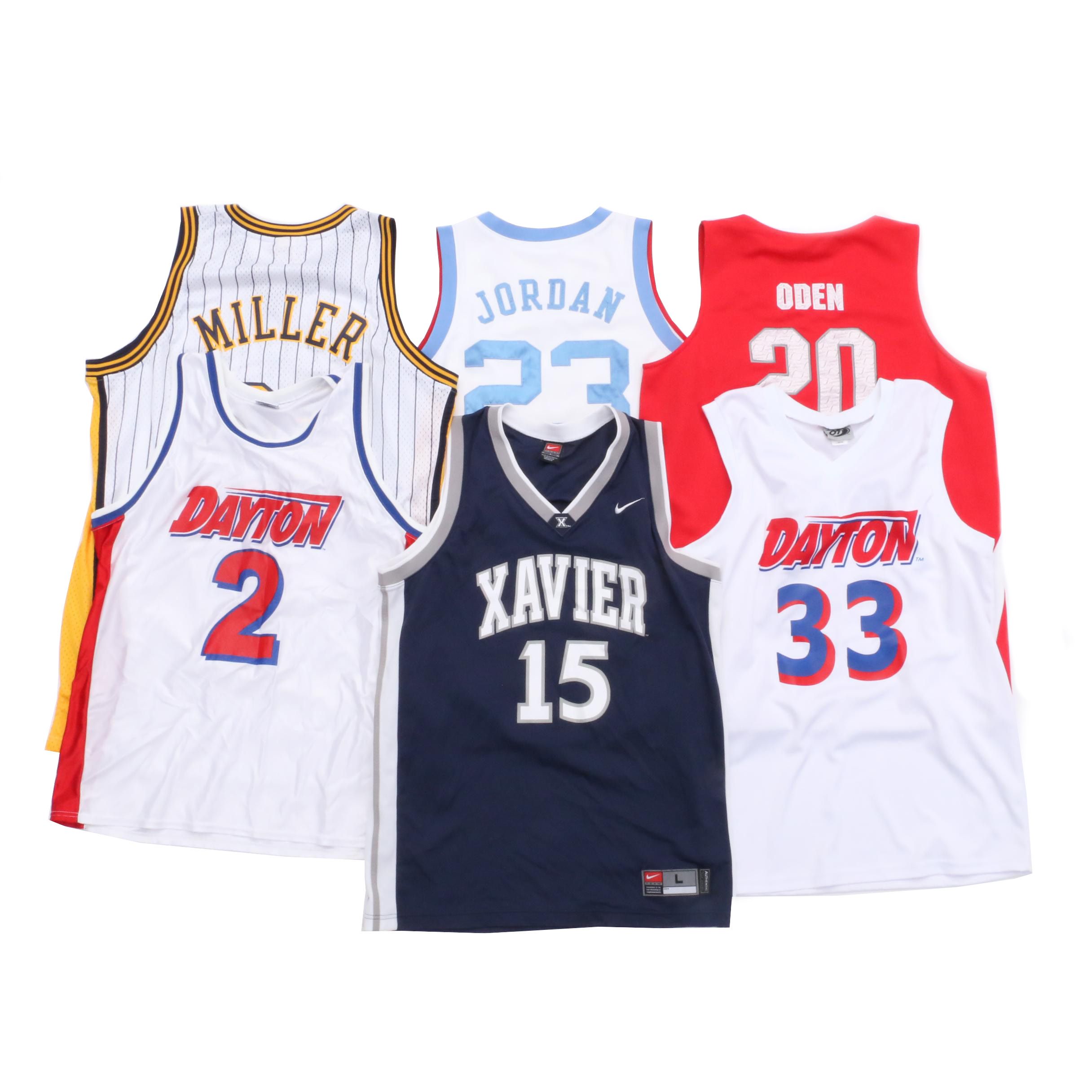 Six NBA and NCAA Basketball Jerseys Including North Carolina Michael Jordan