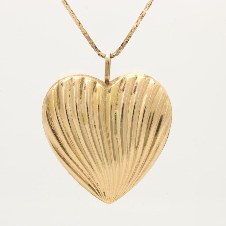Italian 14K Yellow Gold Heart Pendant Necklace