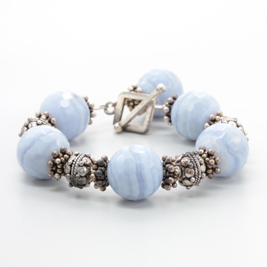 Saki Sterling Silver Blue Lace Agate Bracelet