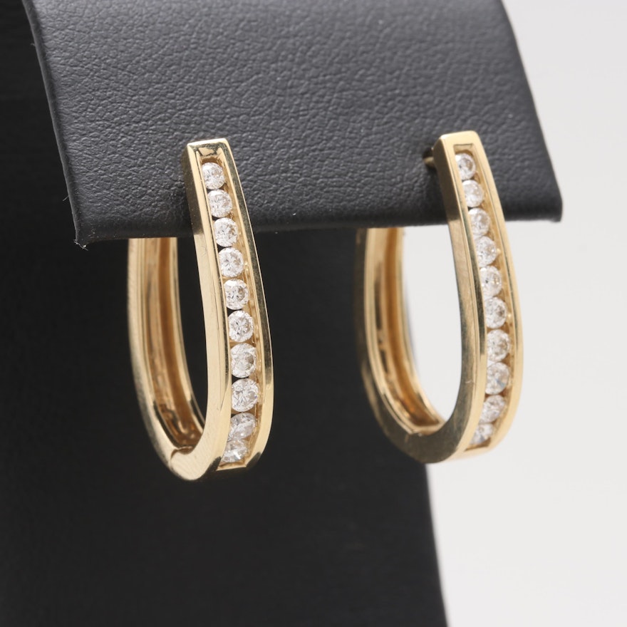 14K Yellow Gold 1.00 CTW Diamond Earrings