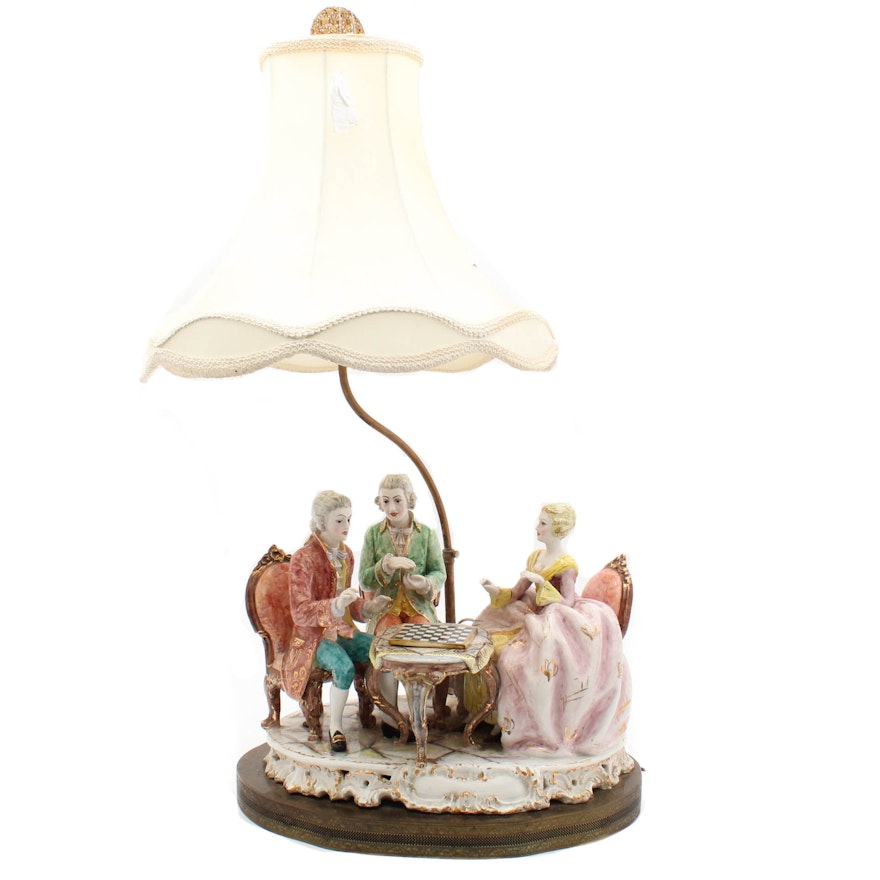 Antique Dresden Style Figural Lamp