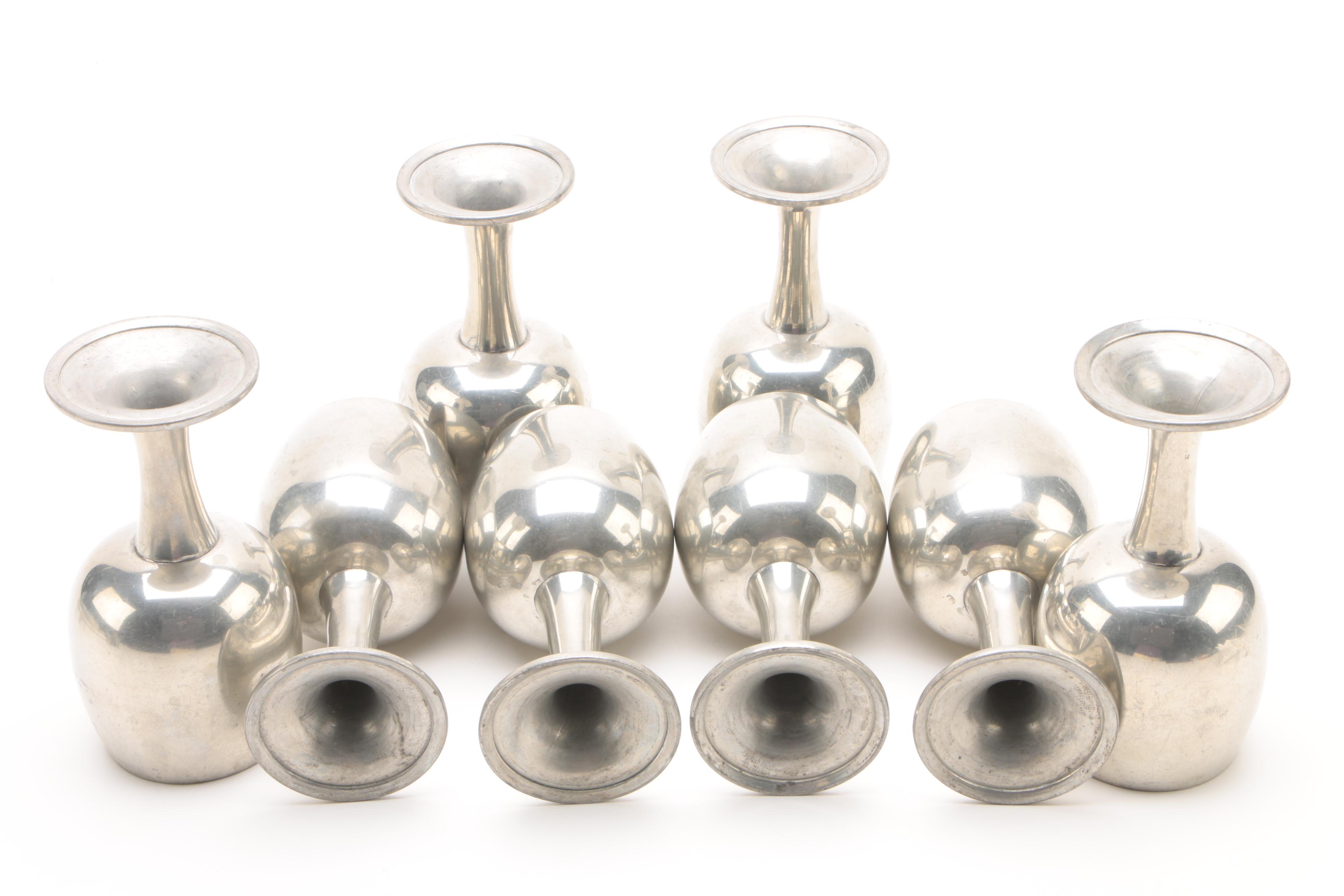 Sheffield English Pewter Goblets with Hanle & Debler Footed Cups