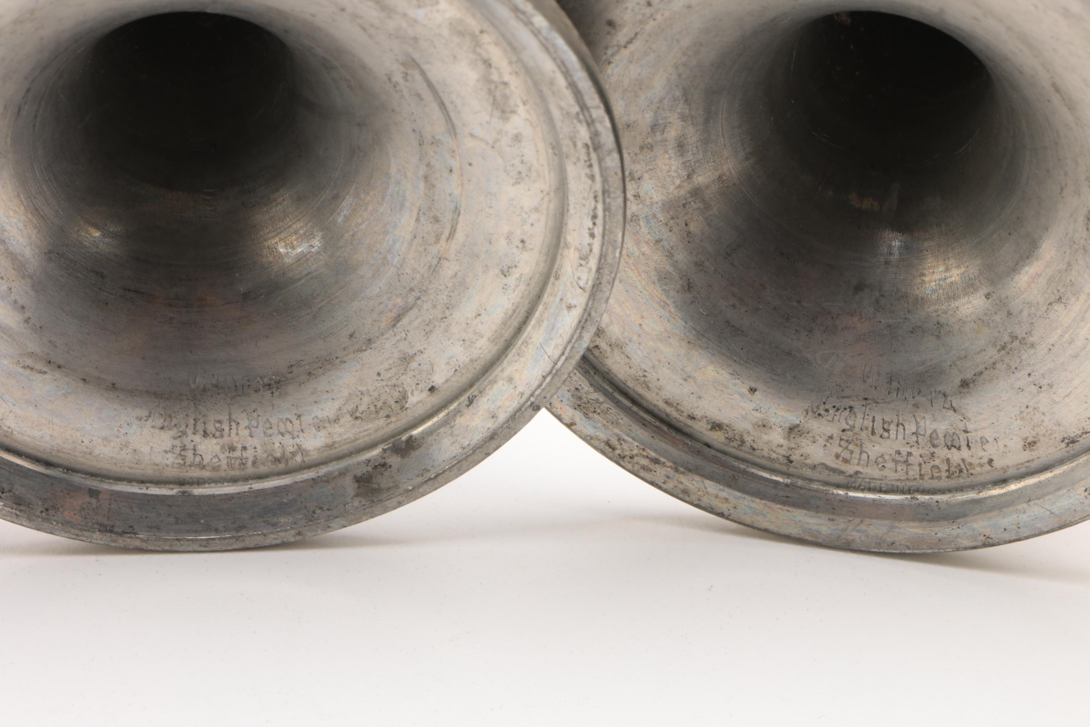 Sheffield English Pewter Goblets with Hanle & Debler Footed Cups