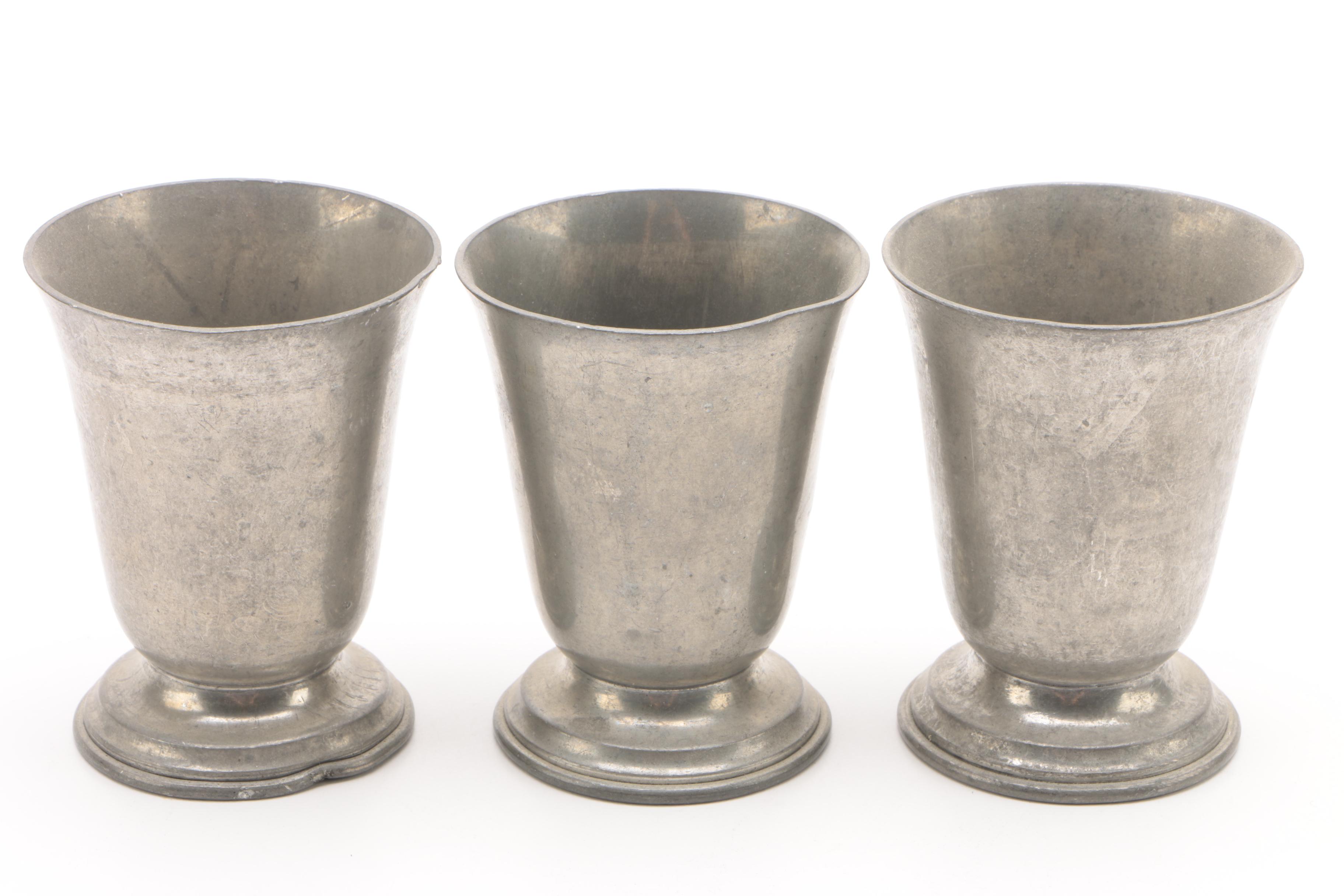 Sheffield English Pewter Goblets with Hanle & Debler Footed Cups
