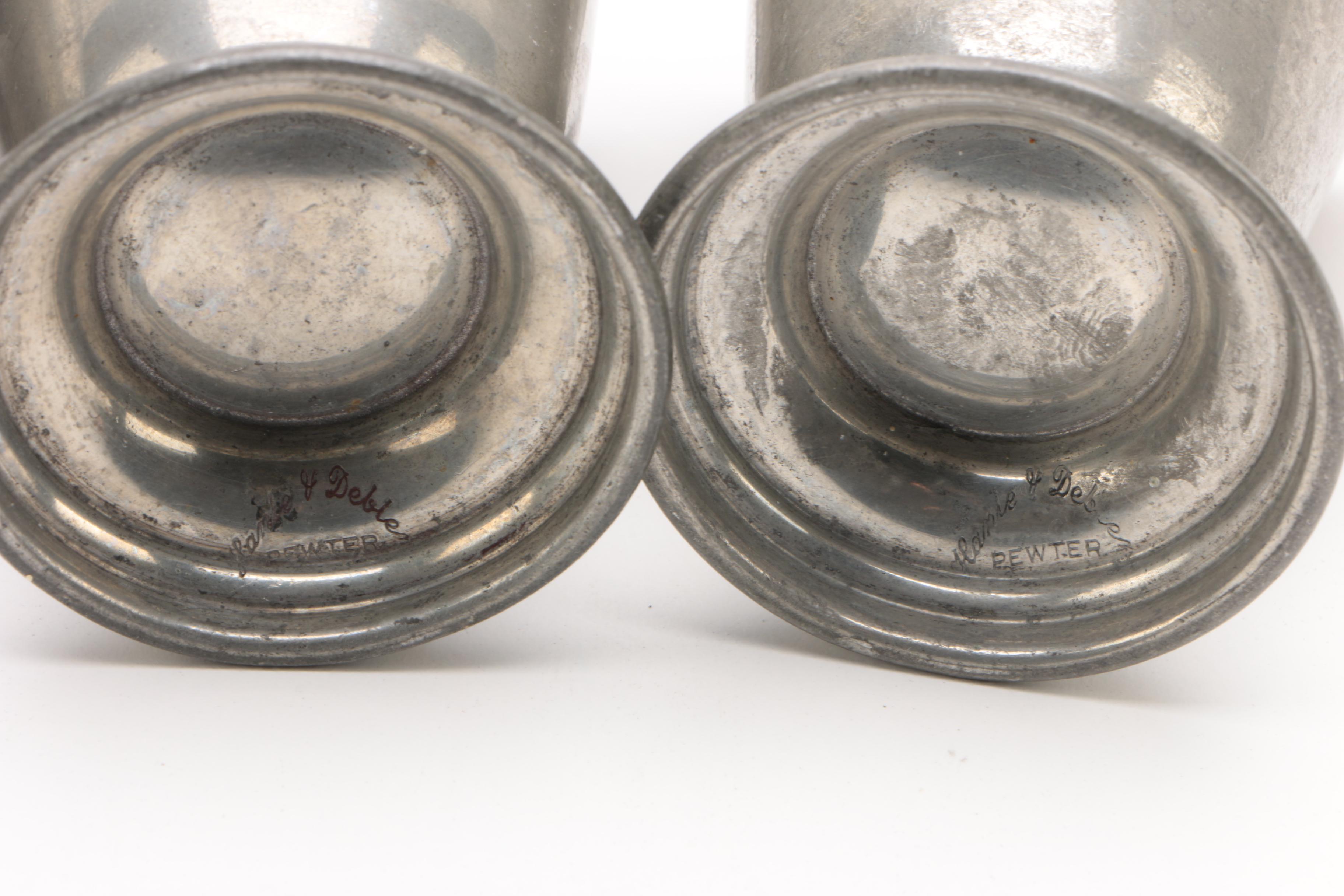 Sheffield English Pewter Goblets with Hanle & Debler Footed Cups