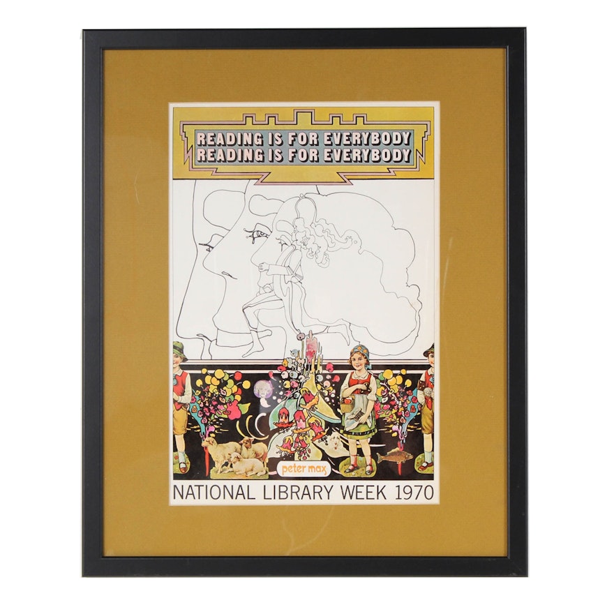 1970 Peter Max "Reading is for Everybody" Print