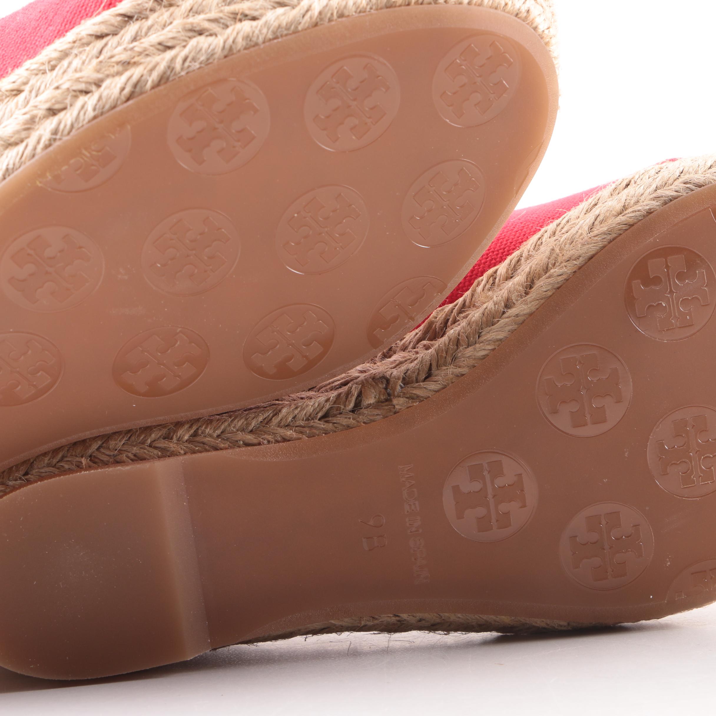 Tory Burch Judith Red Canvas Espadrille Wedges