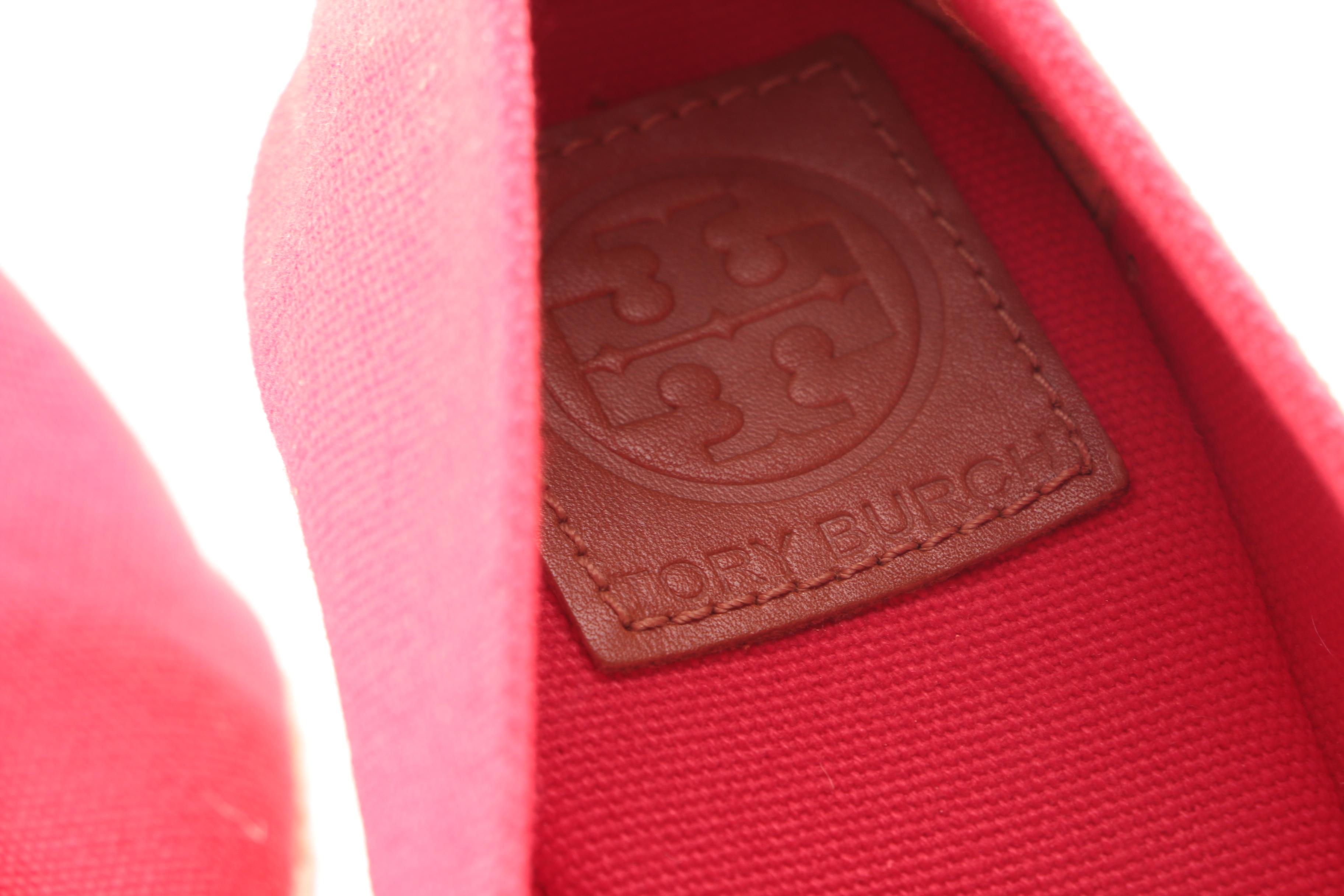 Tory Burch Judith Red Canvas Espadrille Wedges