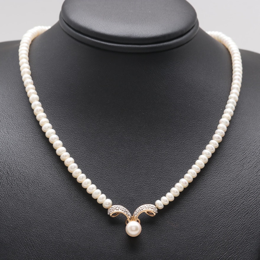 Alwand Vahan 14K Yellow Gold Cultured Pearl and Diamond Necklace