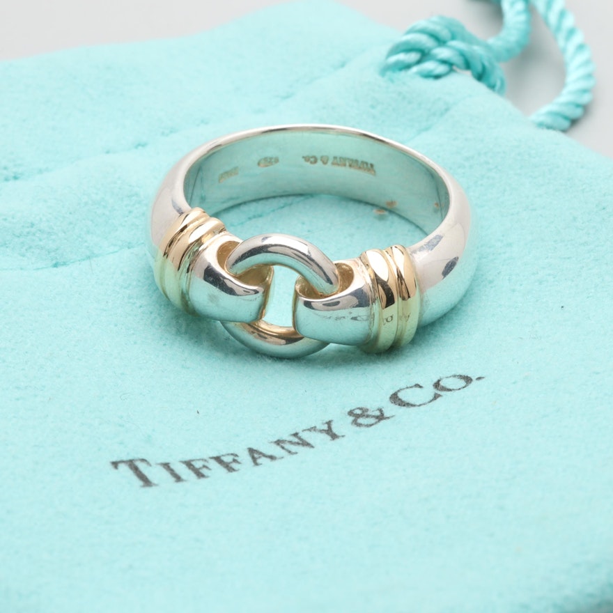 Tiffany & Co. Sterling Silver Ring with 18K Yellow Gold Accents