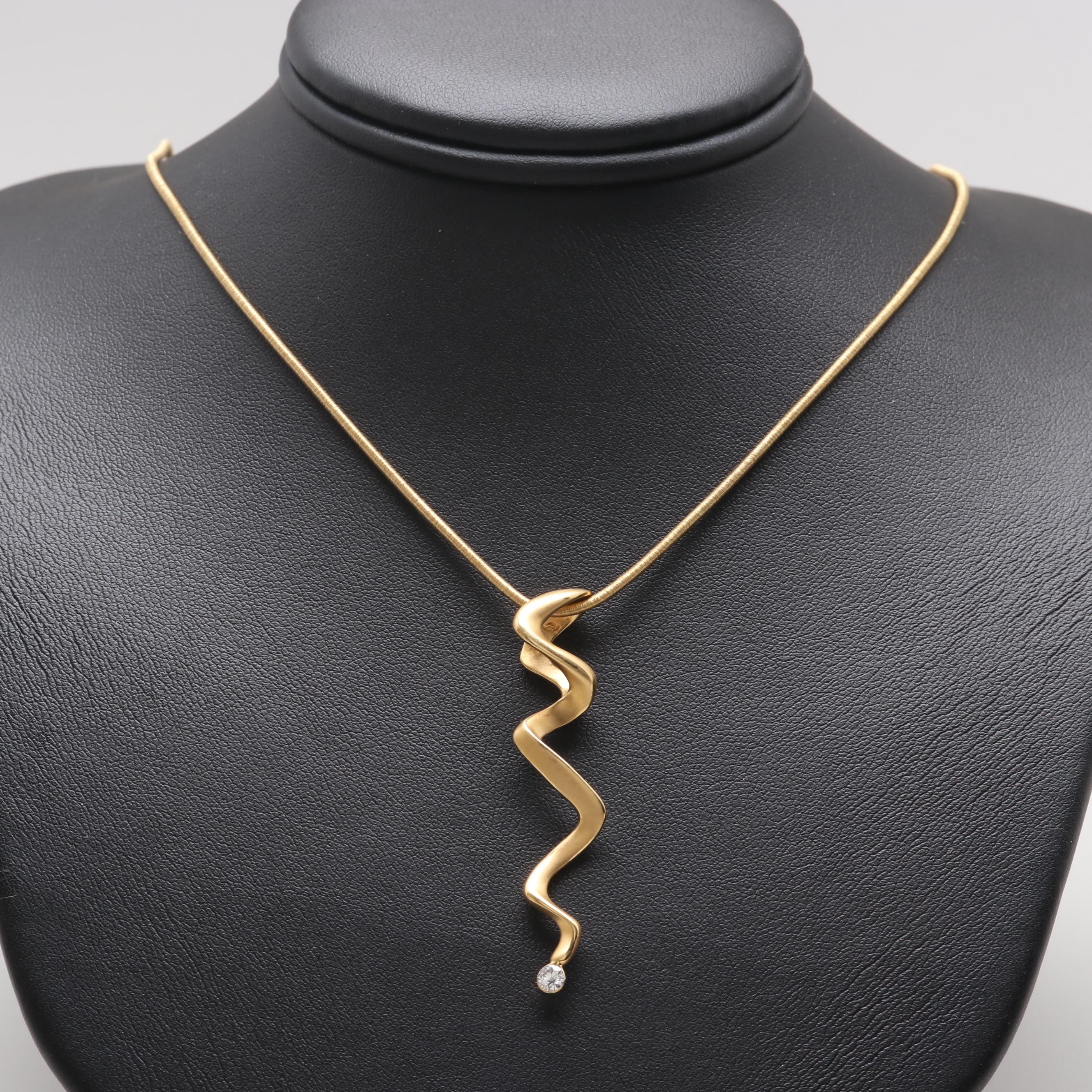 18K Yellow Gold Diamond Necklace