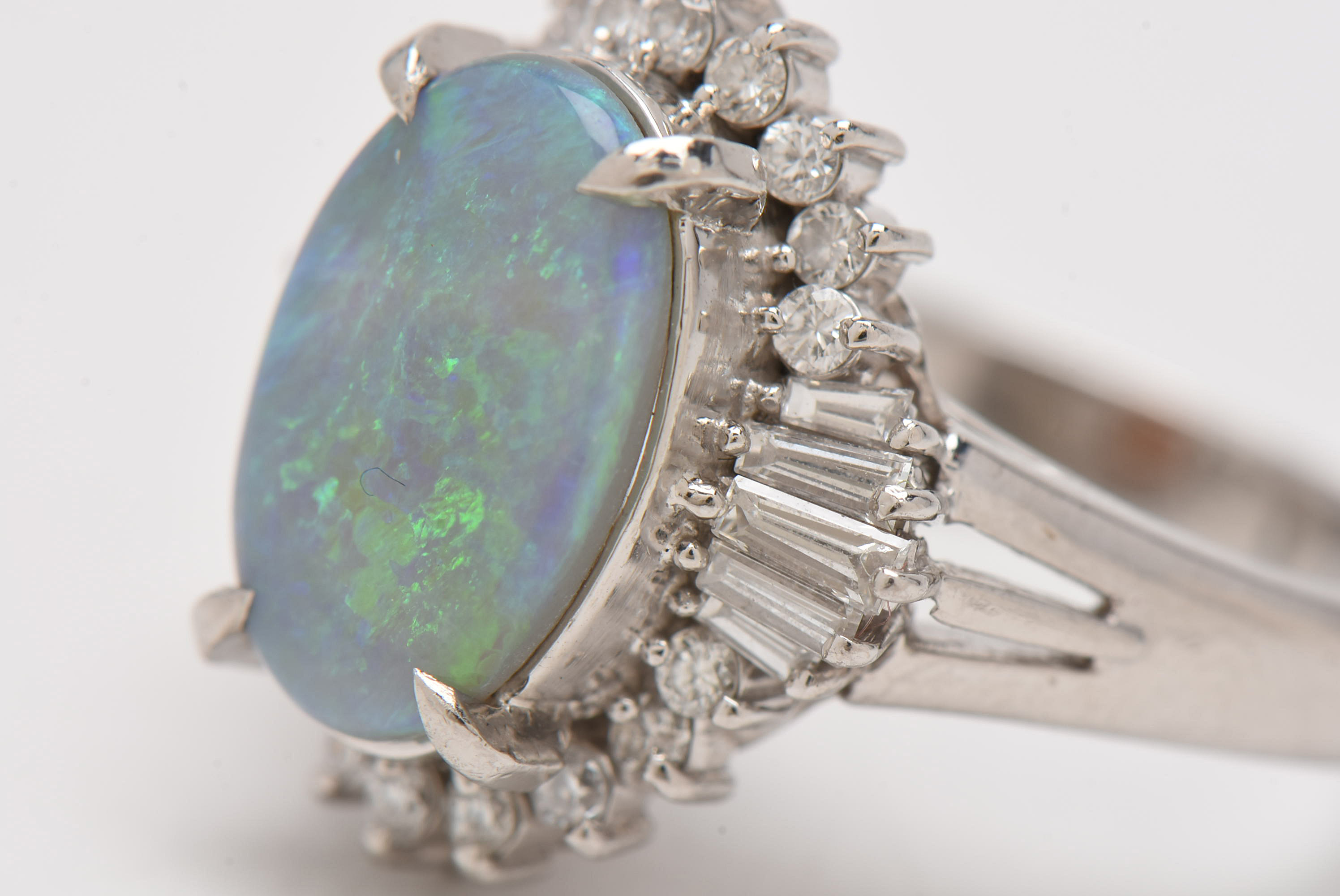 Platinum Opal and Diamond Ballerina Ring
